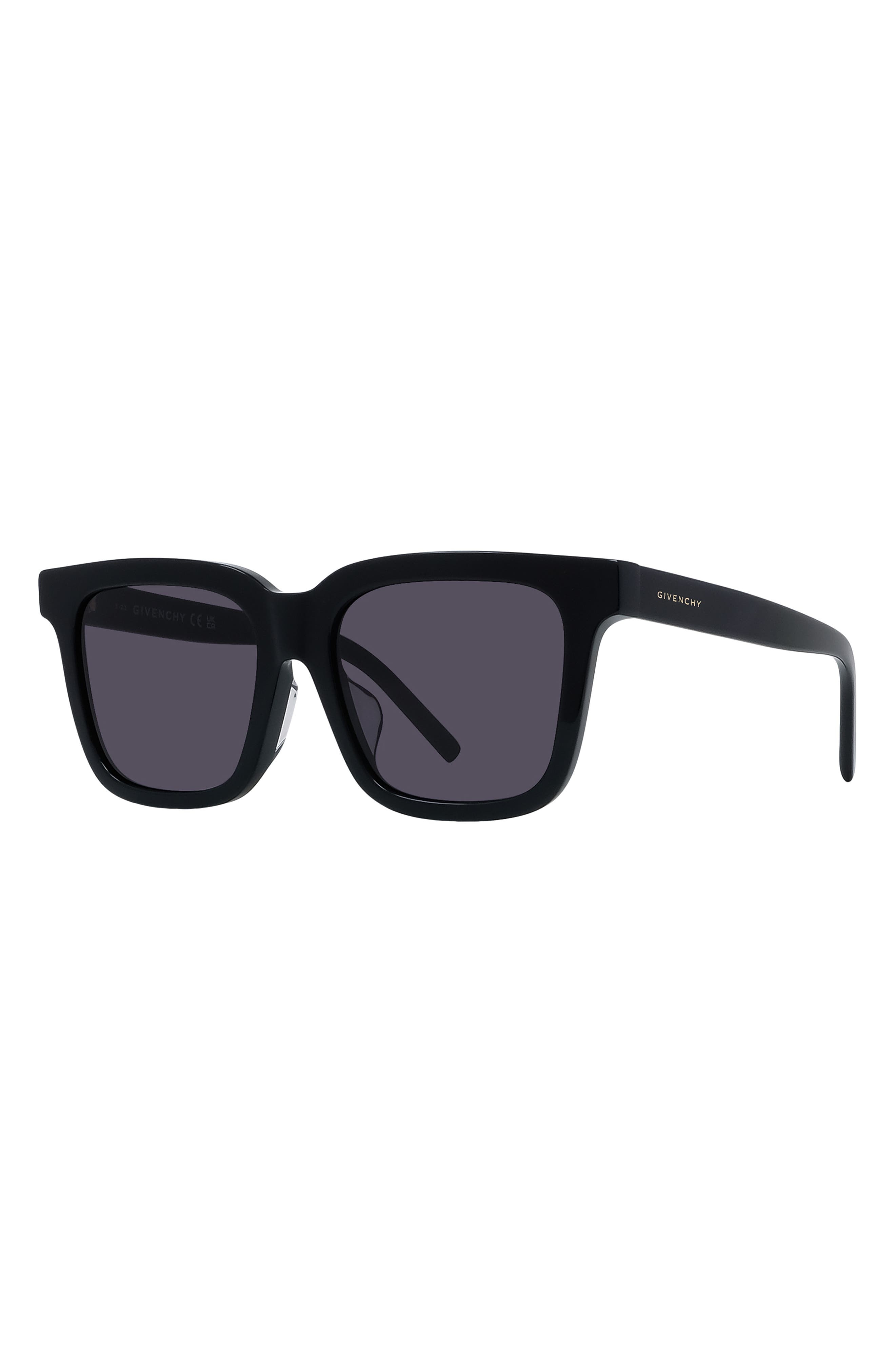 Givenchy GV Day 53mm Rectangular Sunglasses in Shiny Black /Smoke at Nordstrom - 2