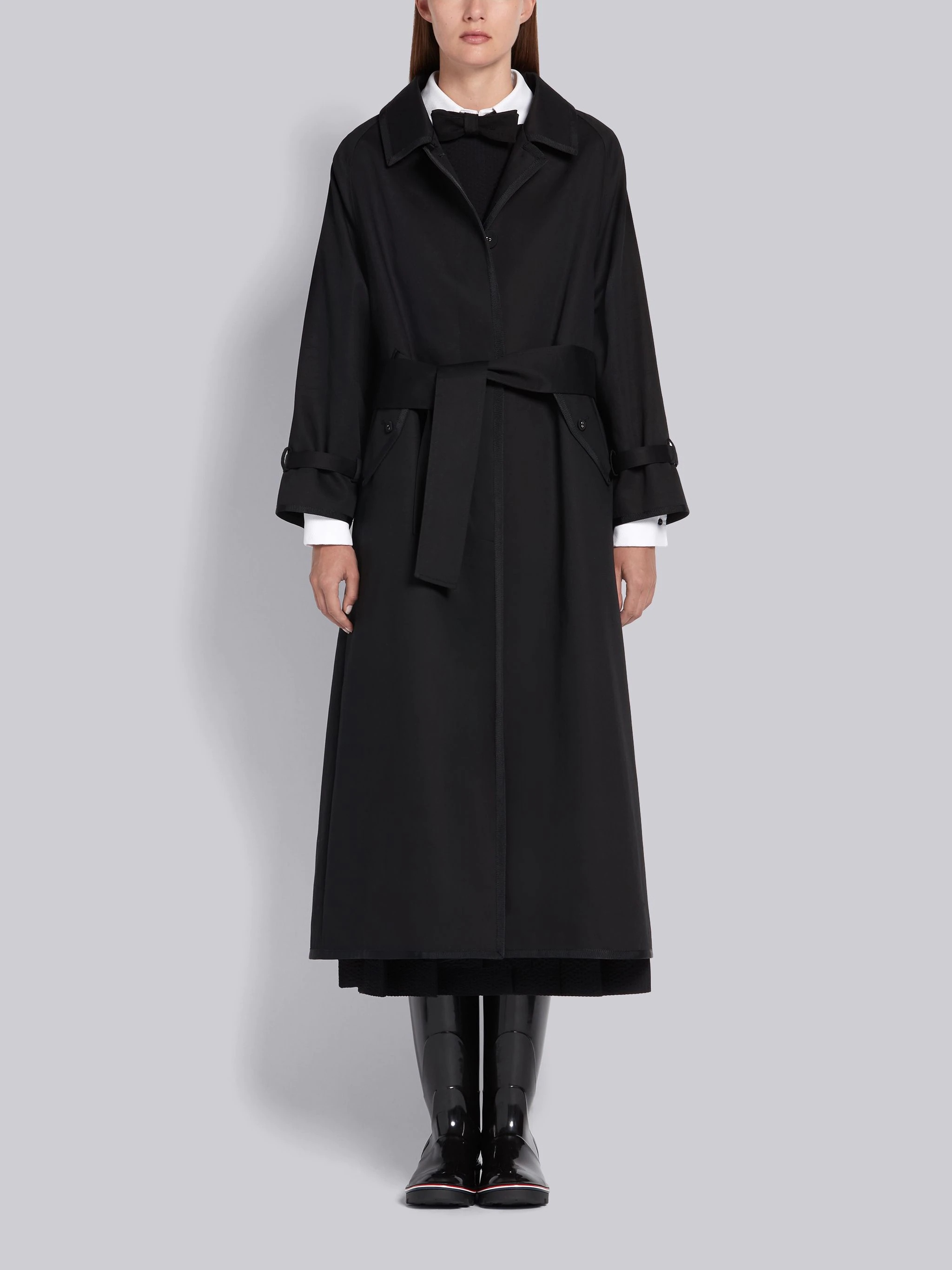 Black Mac Raglan Trench Overcoat  - 4