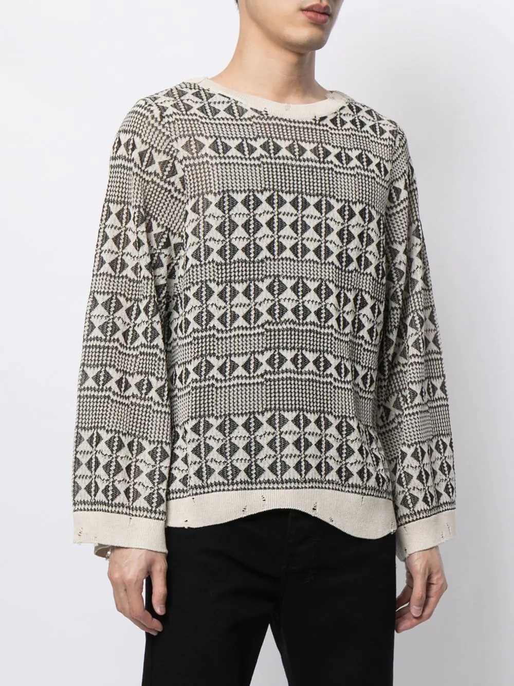 geometric-pattern knitted jumper - 3