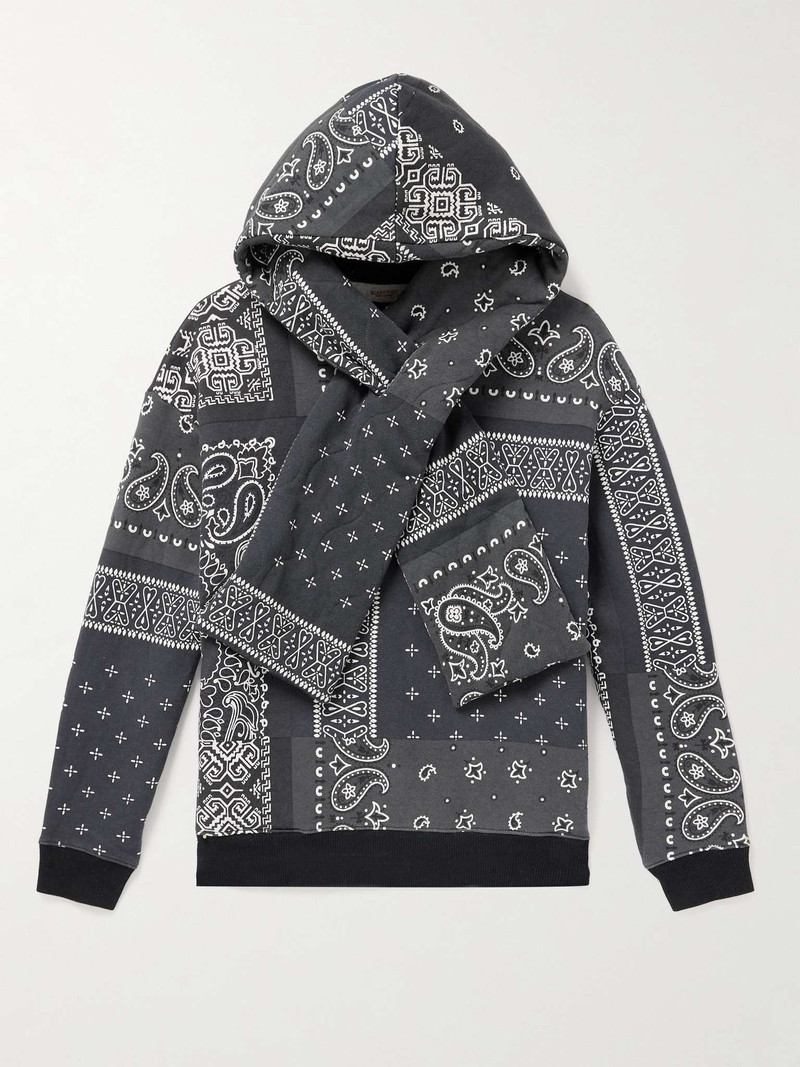 Tie-Detailed Quilted Bandana-Print Cotton-Jersey Hoodie 1