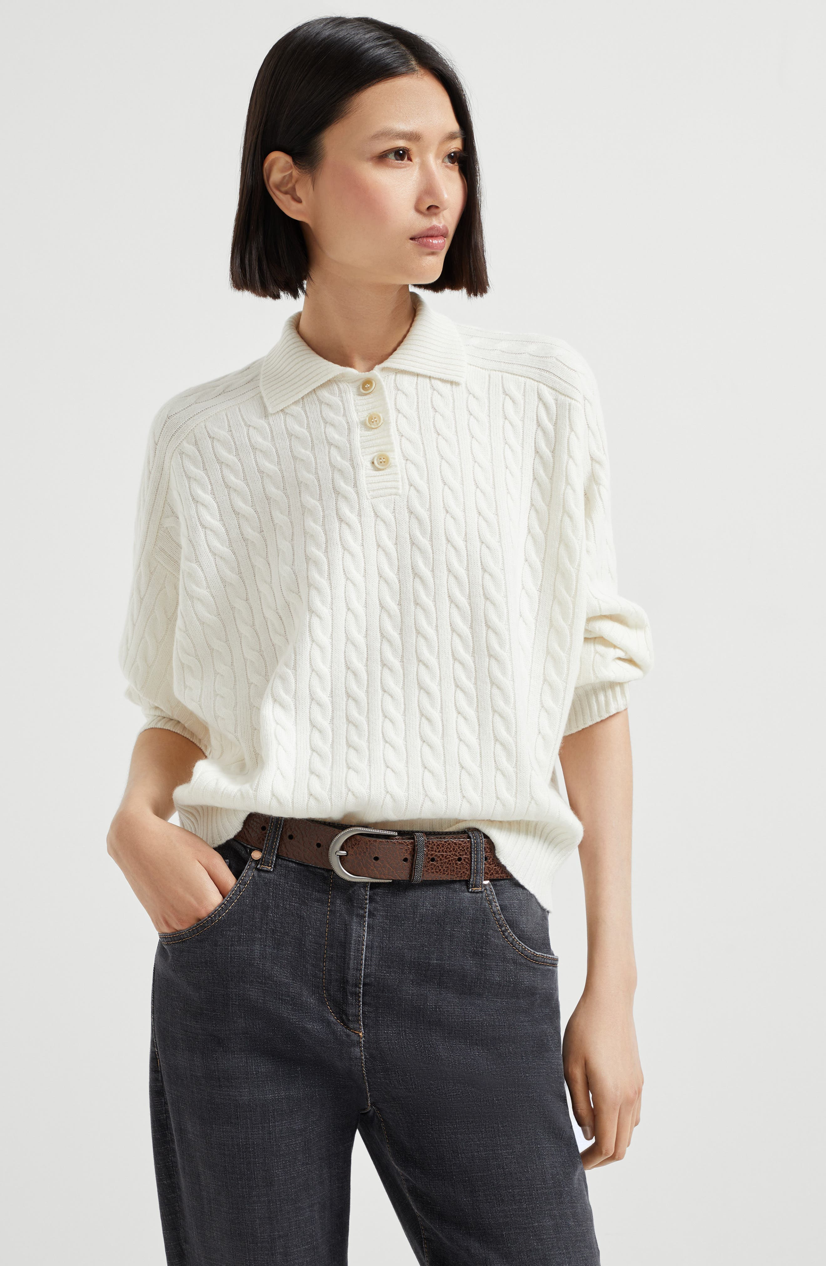 Brunello Cucinelli Calfskin belt in Tobacco at Nordstrom - 4