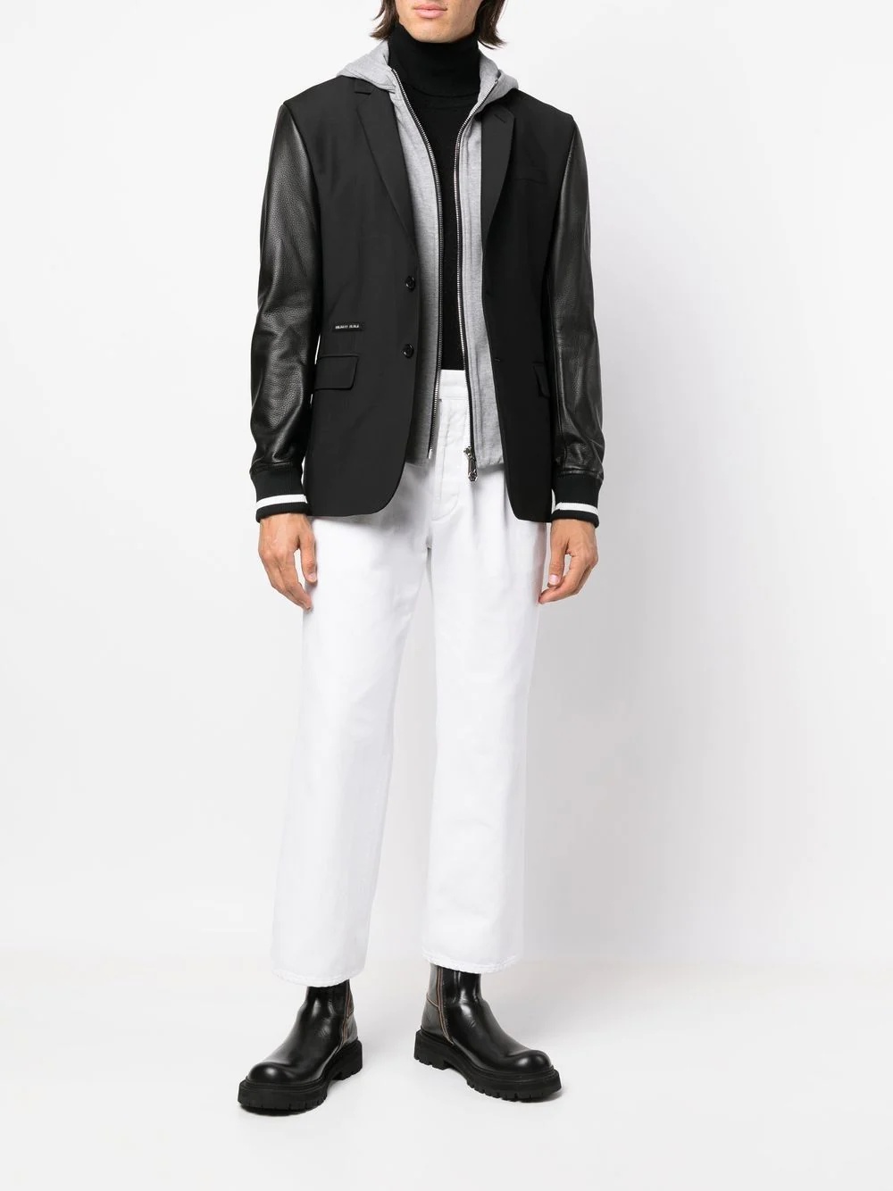 bomber jacket-sleeve blazer - 2