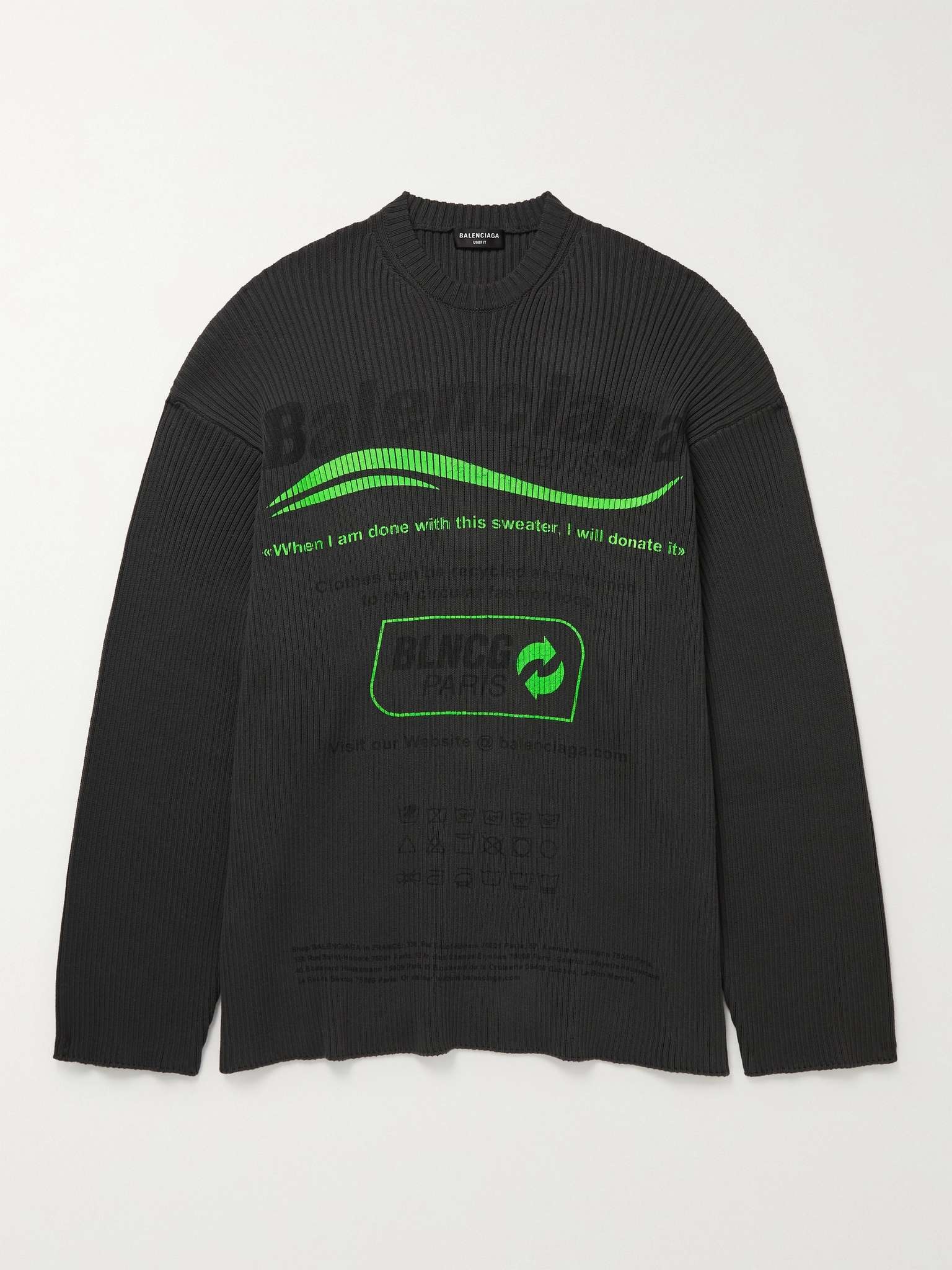 Oversized Logo-Print Ribbed Cotton Sweater - 1