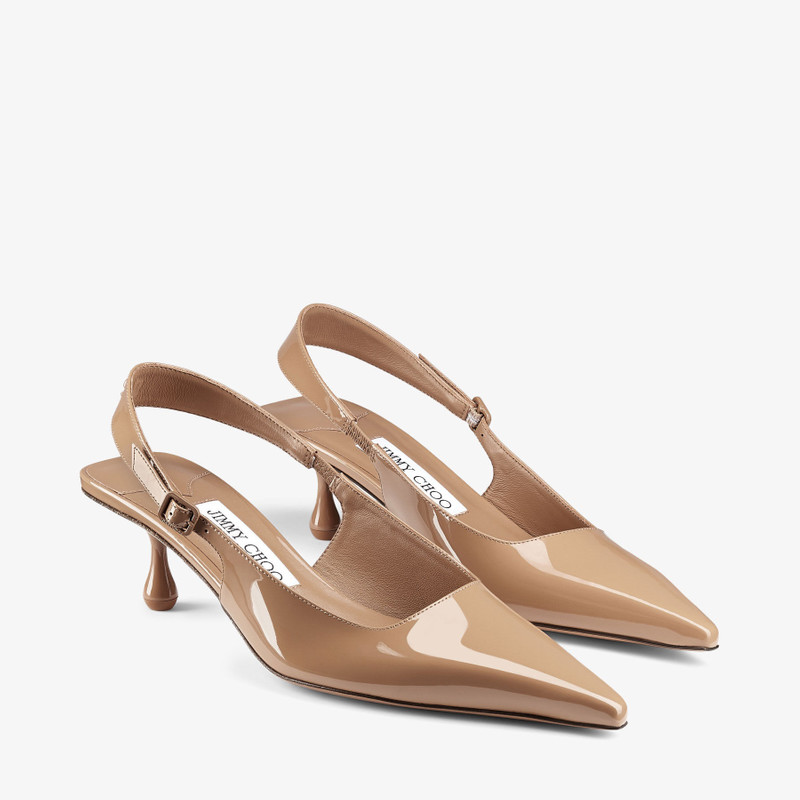 Amel 50 Biscuit Patent Leather Sling Back Pumps 2