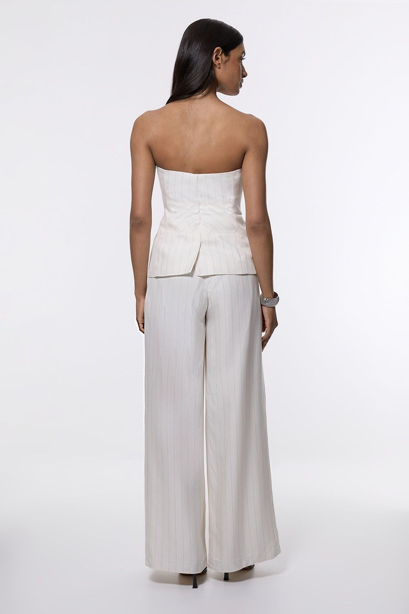 Pinstripe Bandeau Corserted Tailored Wide Leg Jumpsuit 4
