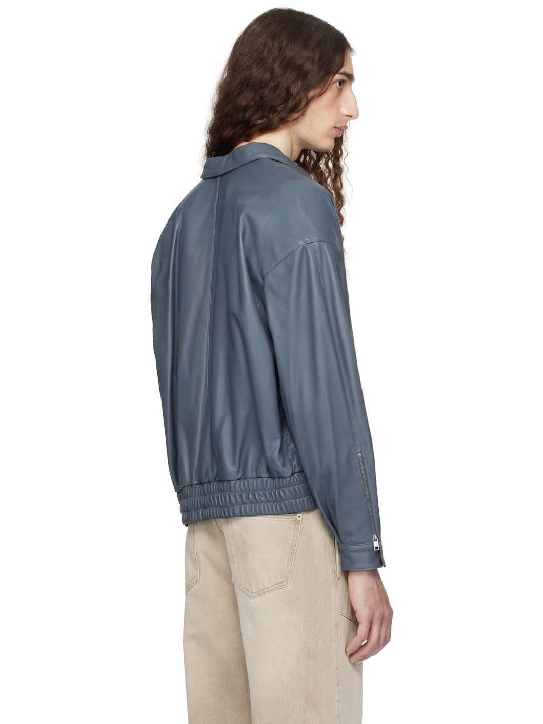 Blue Lora Leather Jacket - 3