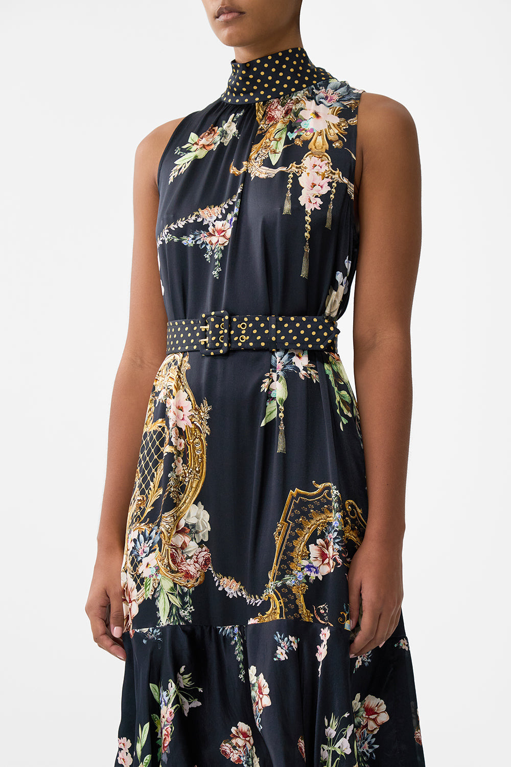 HIGHNECK TIERED RUFFLE HEM DRESS - 5