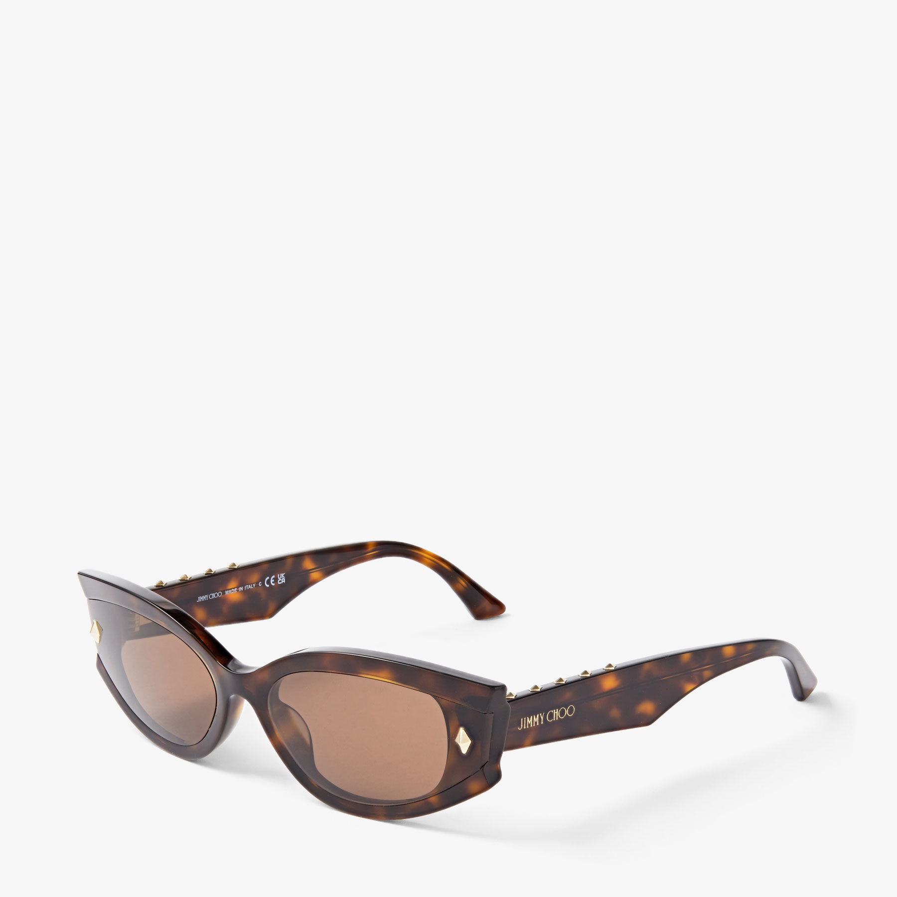 Skylar
Brown Havana Oval Sunglasses with Studs - 2