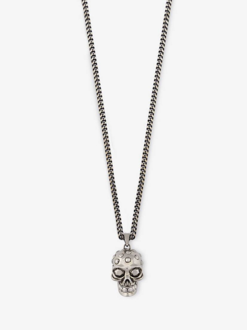 Alexander McQueen Men's The Knuckle Skull Necklace in Antique Silver outlook