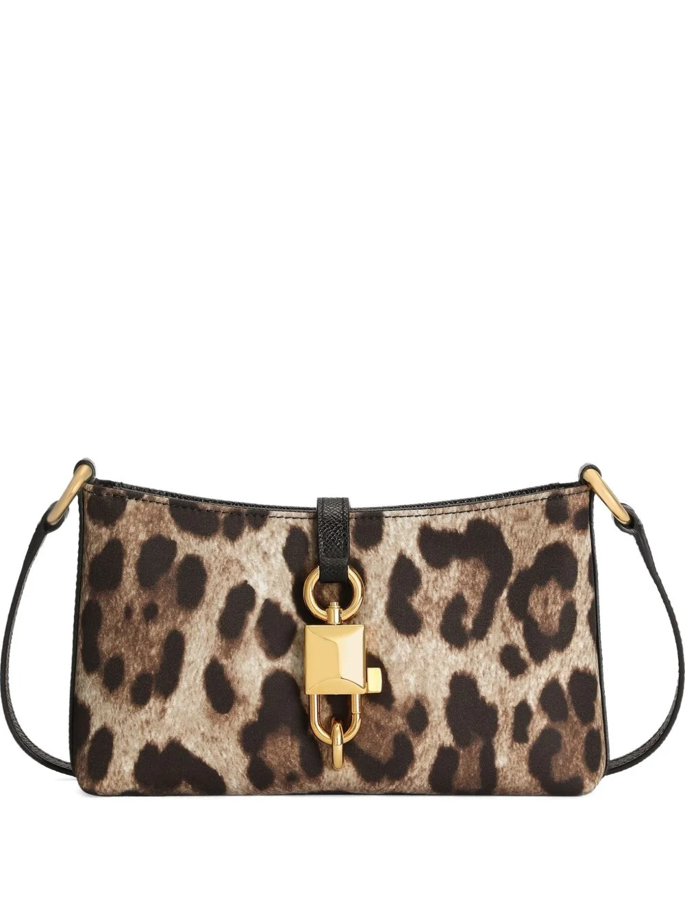leopard-print padlock mini cross body bag - 1