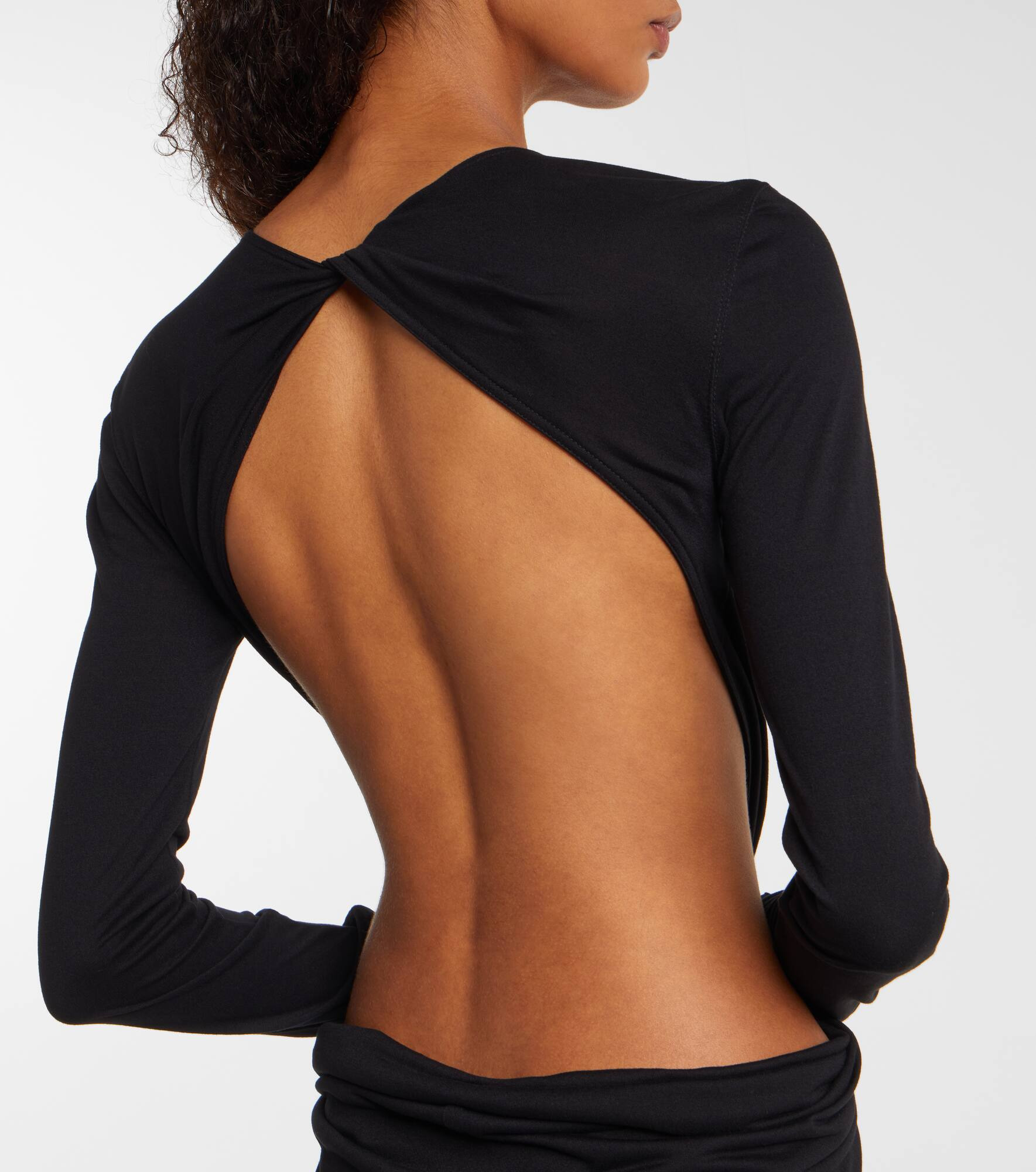 Poppy ruched open-back jersey gown - 7