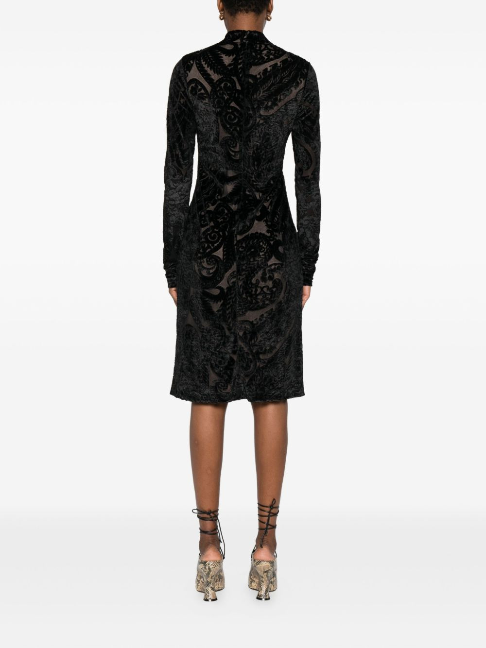 paisley-pattern velvet dress - 4