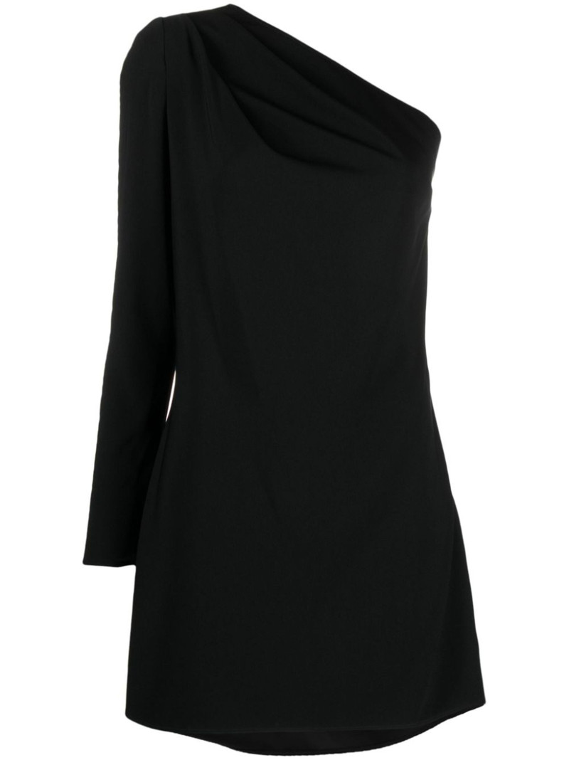 single-sleeve pleat-detail minidress - 1
