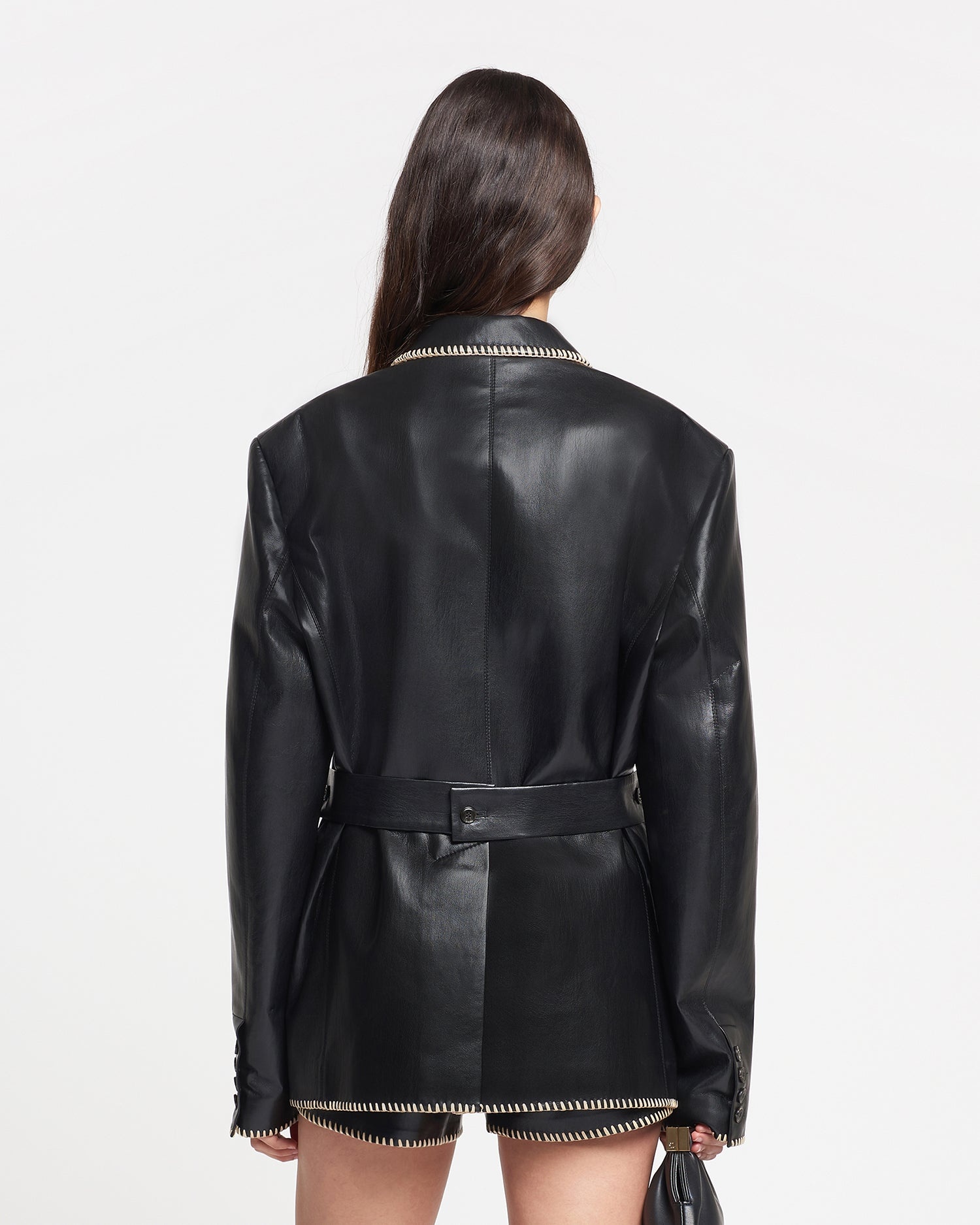 Belted Okobor™ Alt-Leather Blazer - 5