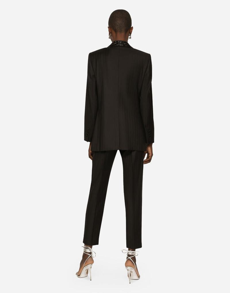 Single-breasted pinstripe jacket with embroidery 5