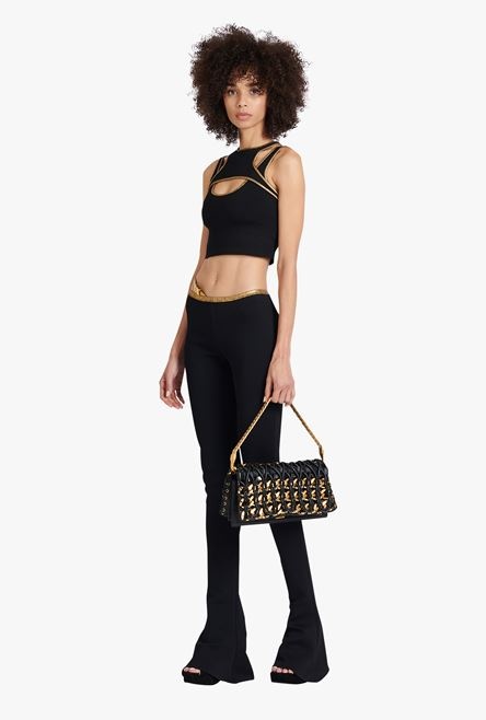 Black and gold knit crop top - 2