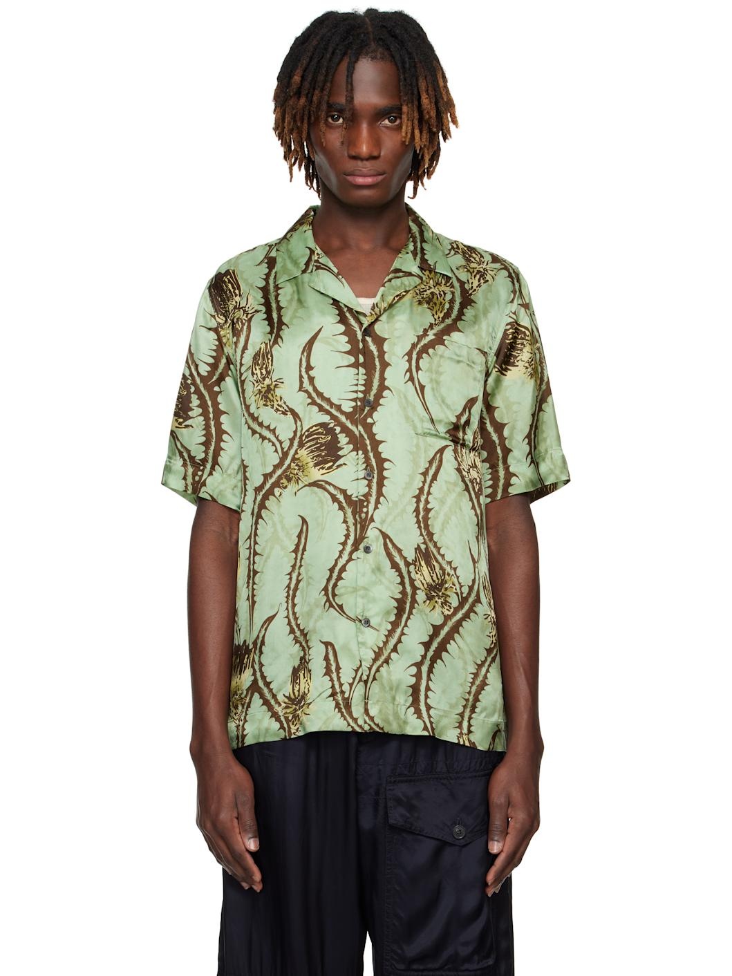 Khaki Boxy Viscose Shirt - 1