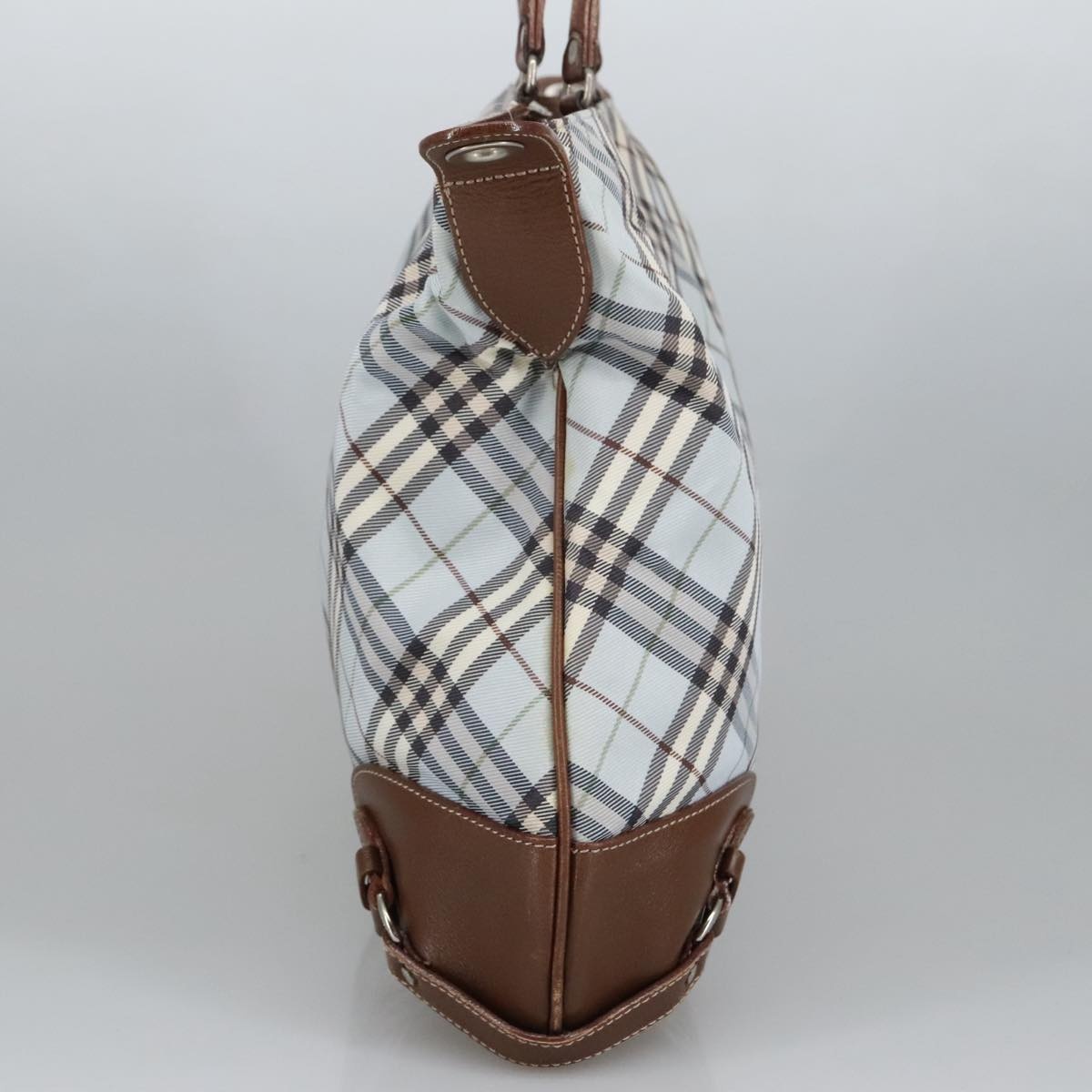 Burberry Nova Check Hand Bag Canvas Light Blue Brown - 4