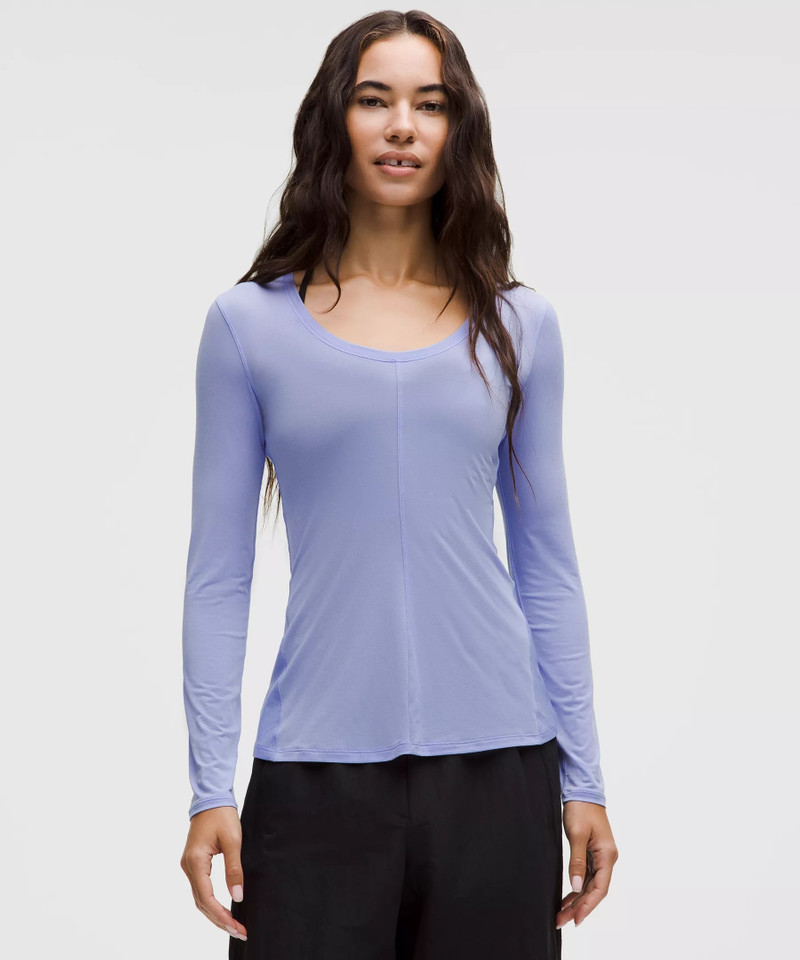 Lightweight Flowy Hem Long-Sleeve Shirt 1
