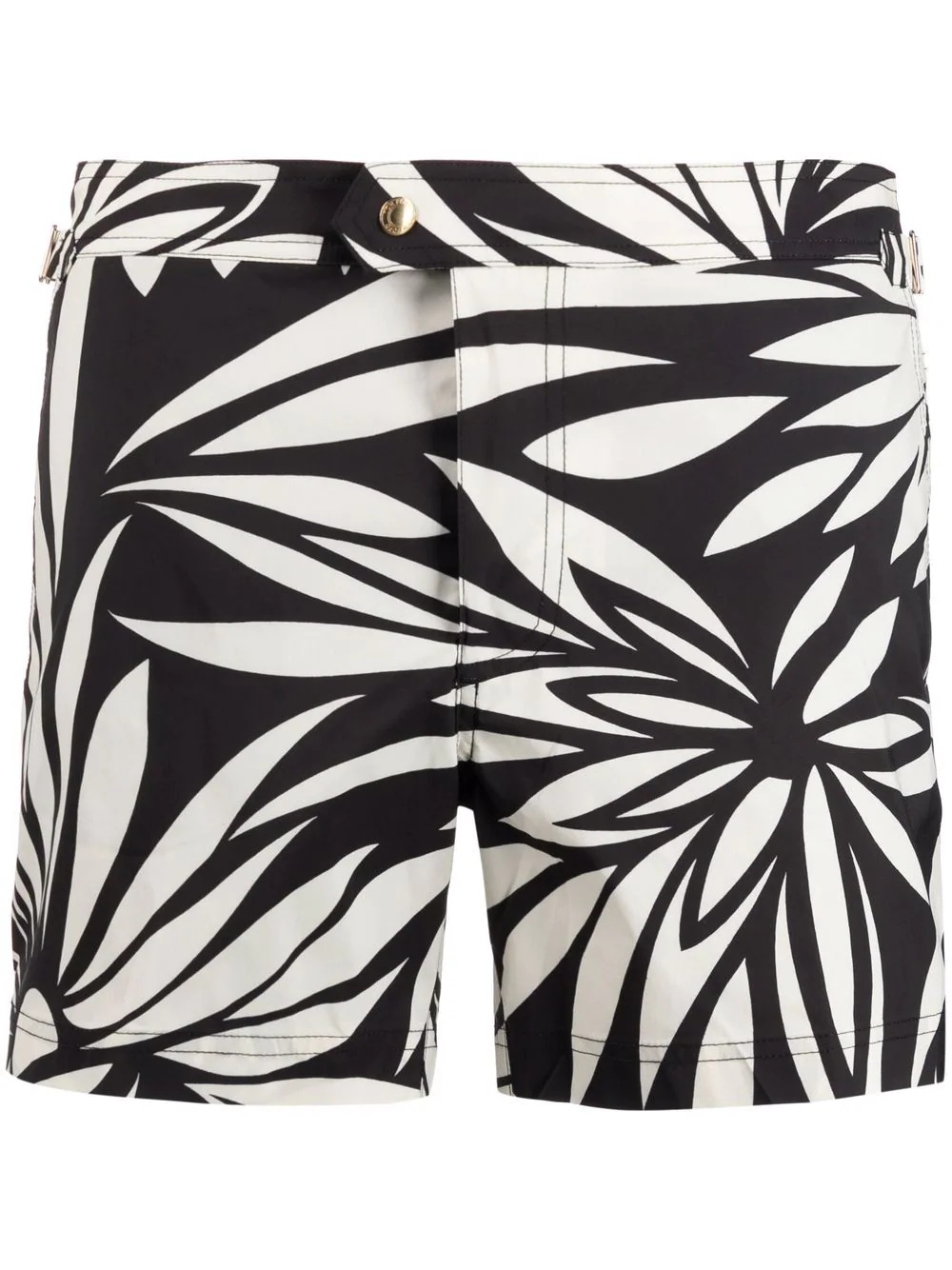 monochrome floral-print swim shorts - 1