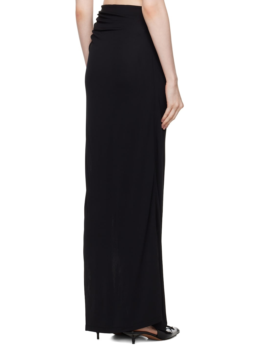 Black Draped Maxi Skirt - 3