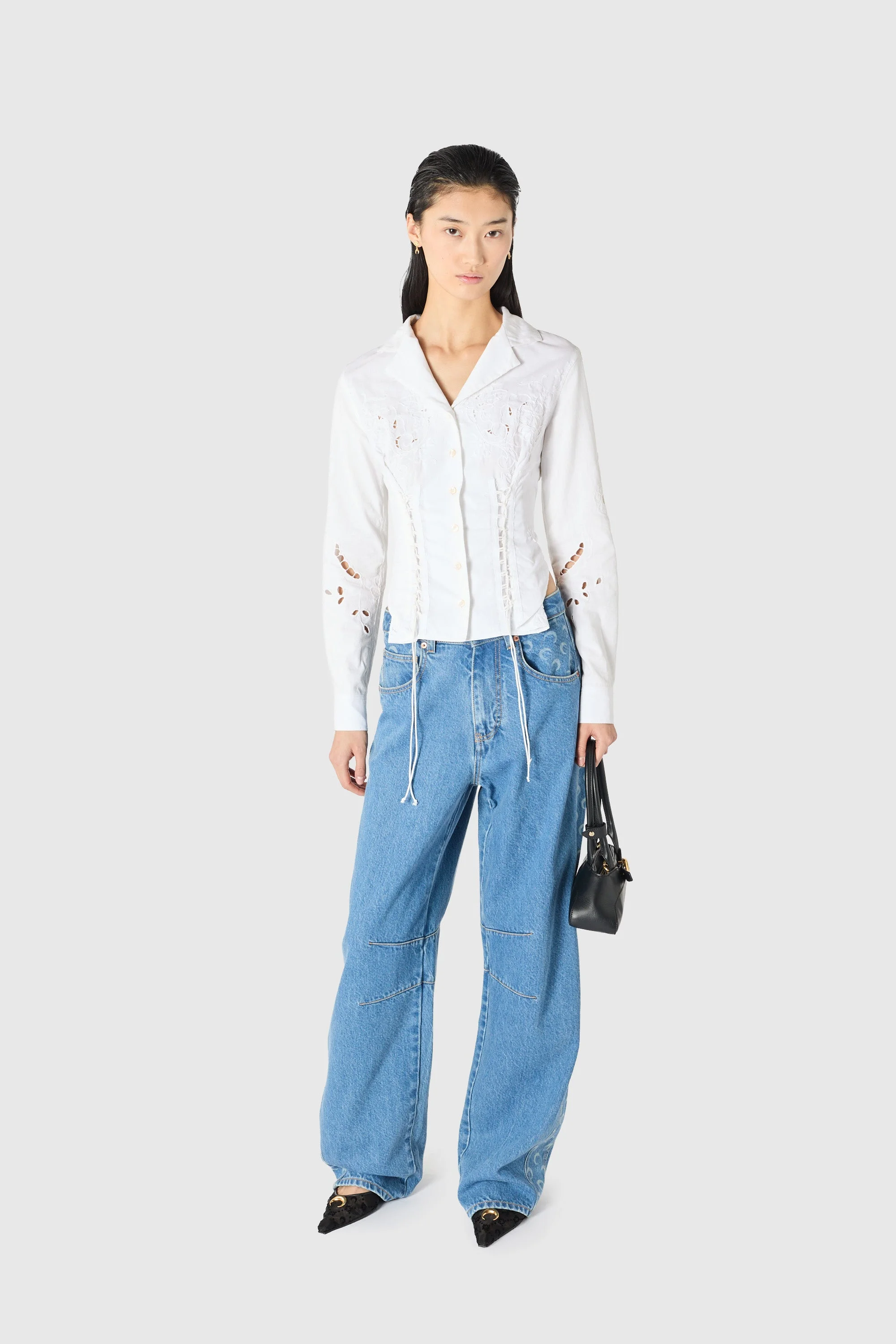 REGENERATED HOUSEHOLD LINEN LACED LS SHIRT - 1