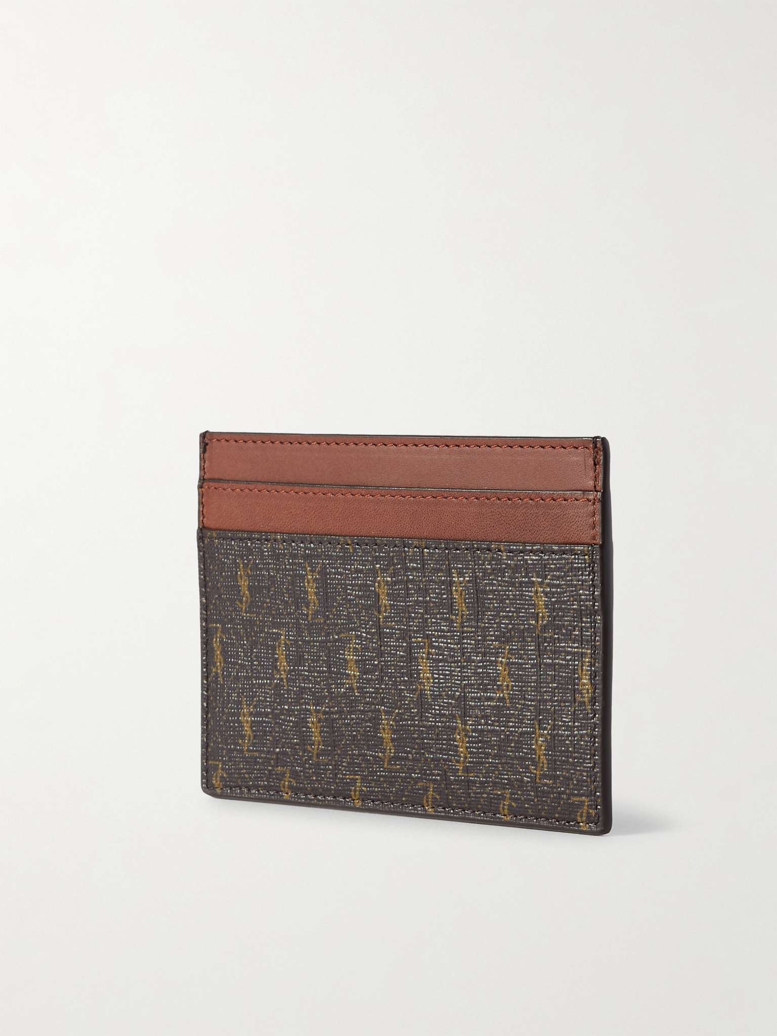 Leather-Trimmed Monogrammed Canvas Cardholder - 3