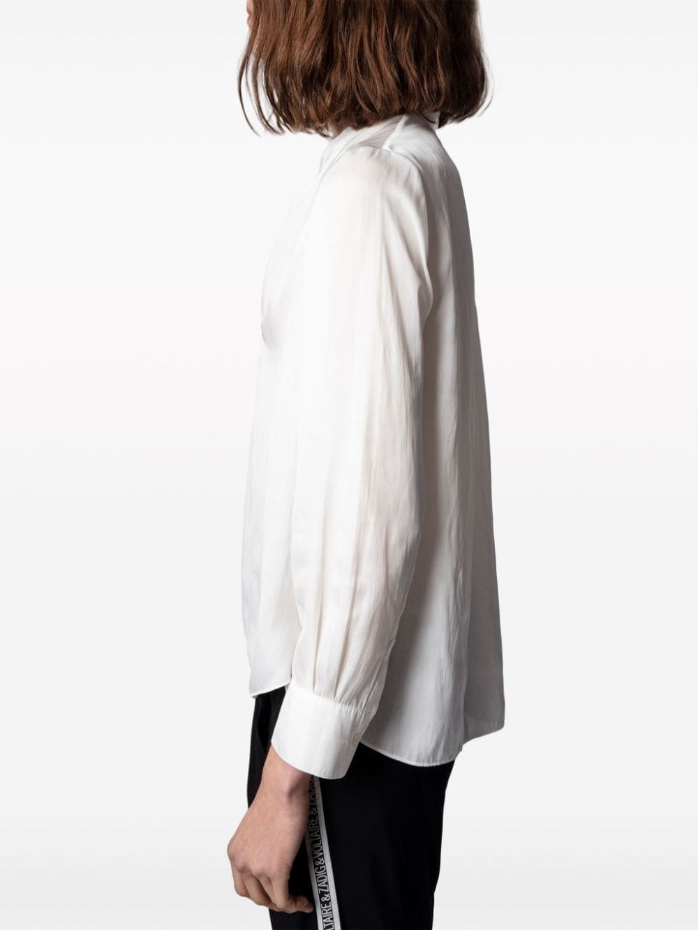 gathered-detail satin-weave blouse - 4