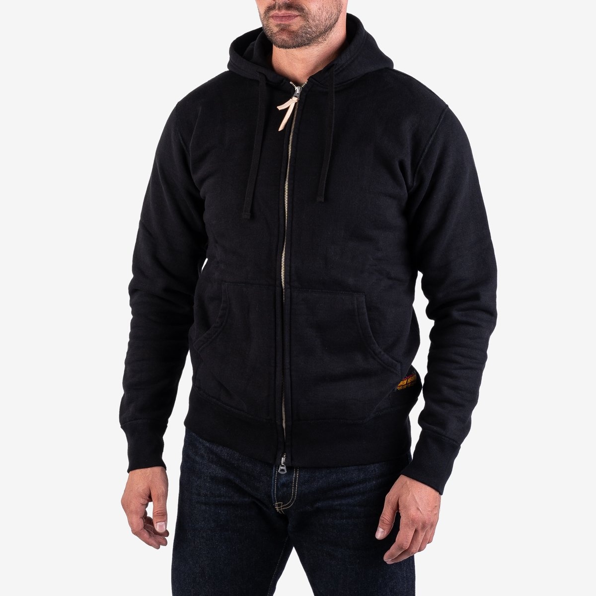 Iron Heart Ultra-Heavy Loopwheeled Hoodie - Zip-Up Black