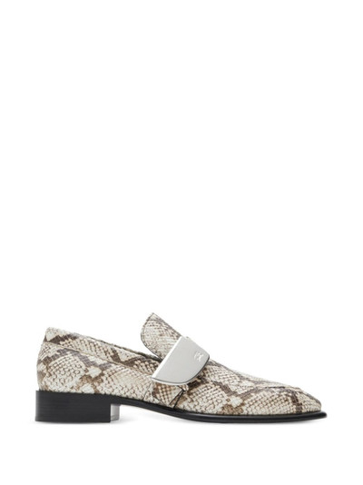 Burberry Shield python-print loafers outlook