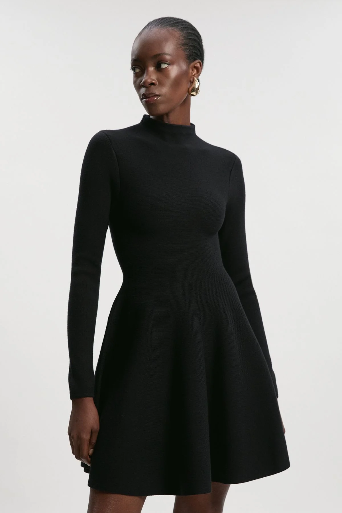 Viscose Blend Full Circle Knit Mini Dress - 1
