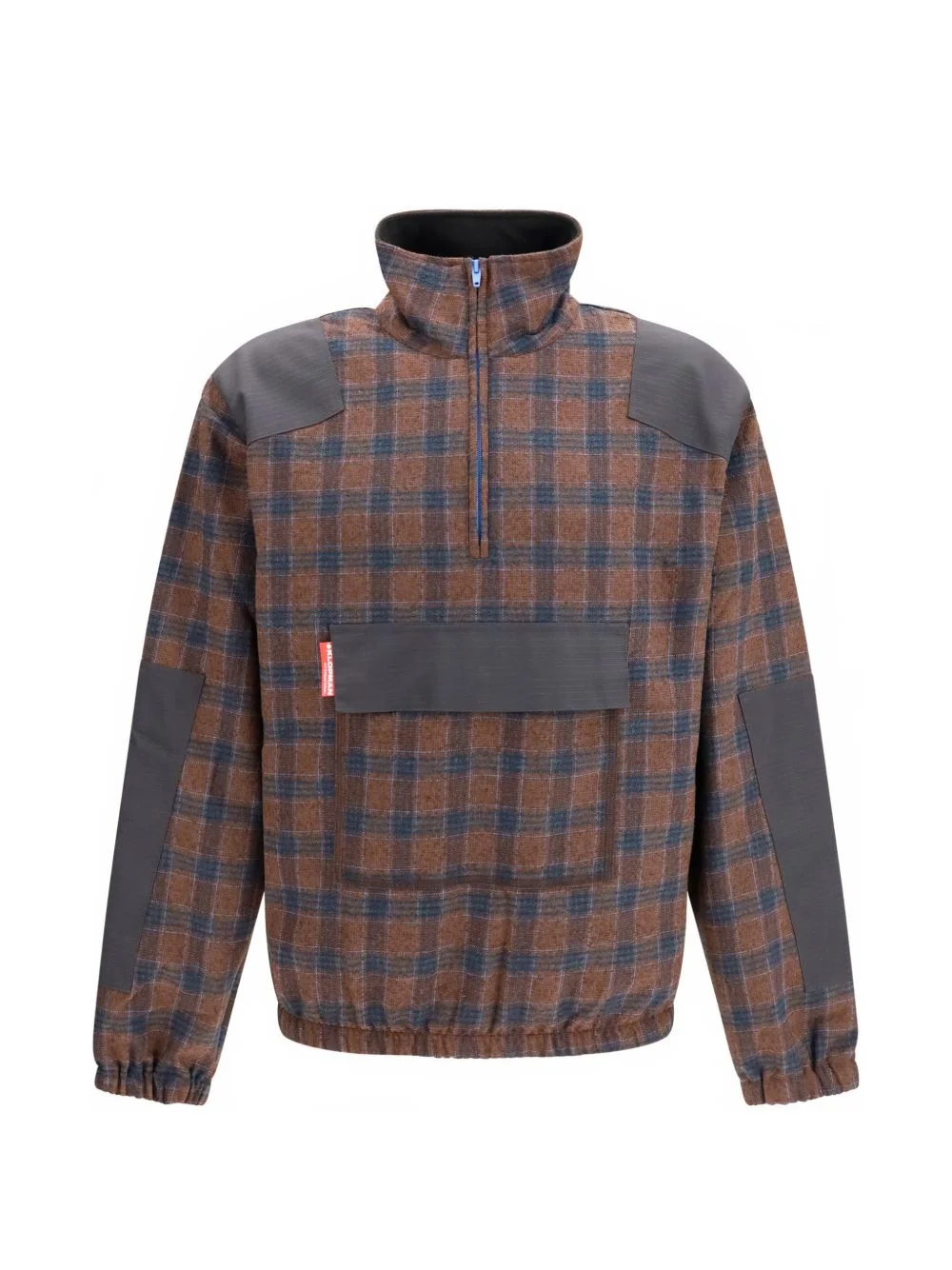 check-pattern half-zip sweatshirt - 1