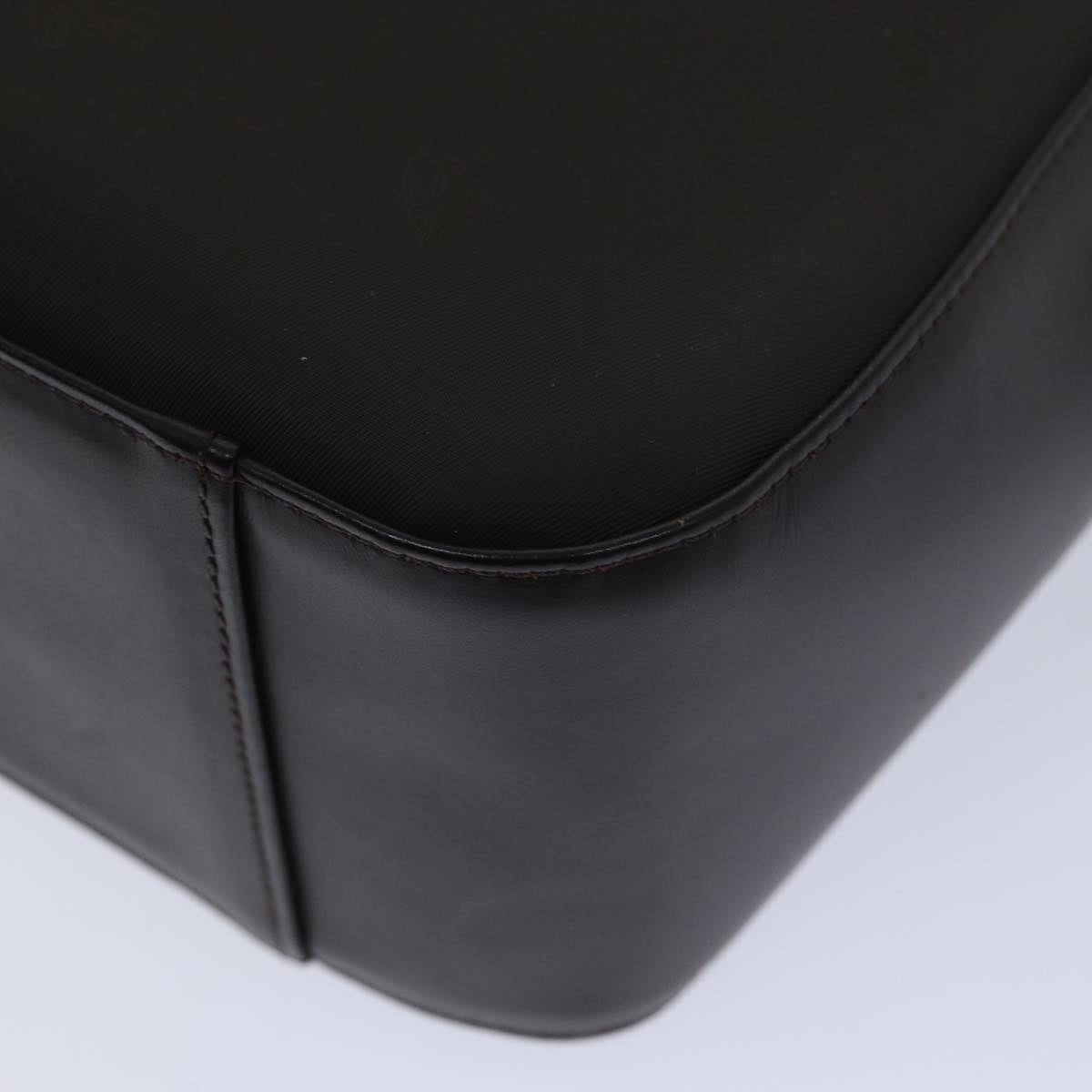 Burberry Hand Bag Nylon Leather Brown Silver - 12