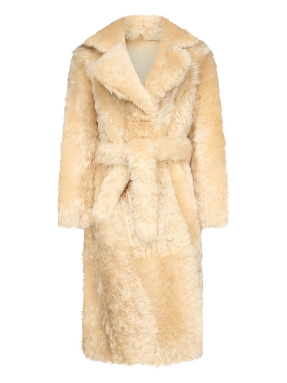 shearling belted coat - 1