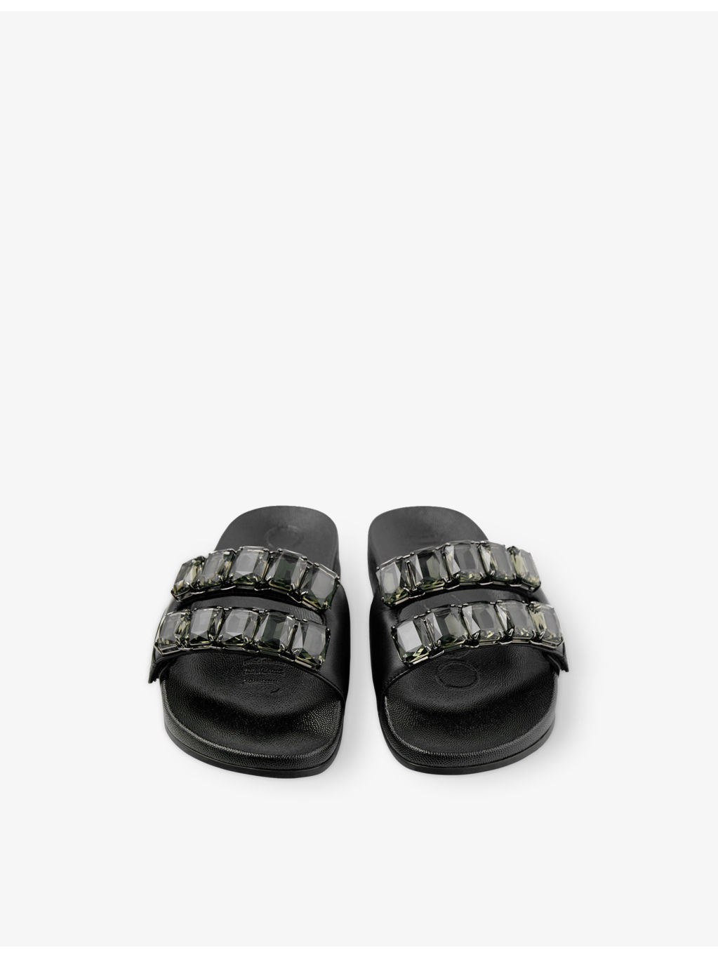 Fitz Crystal-Embellished Strap Leather Sandals - 2