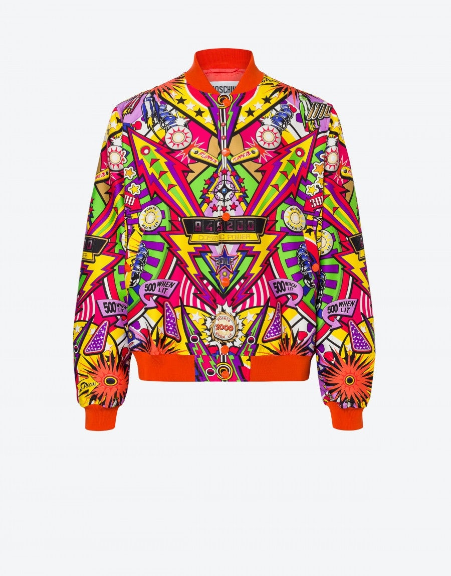 PINBALL PRINT NYLON BOMBER - 1