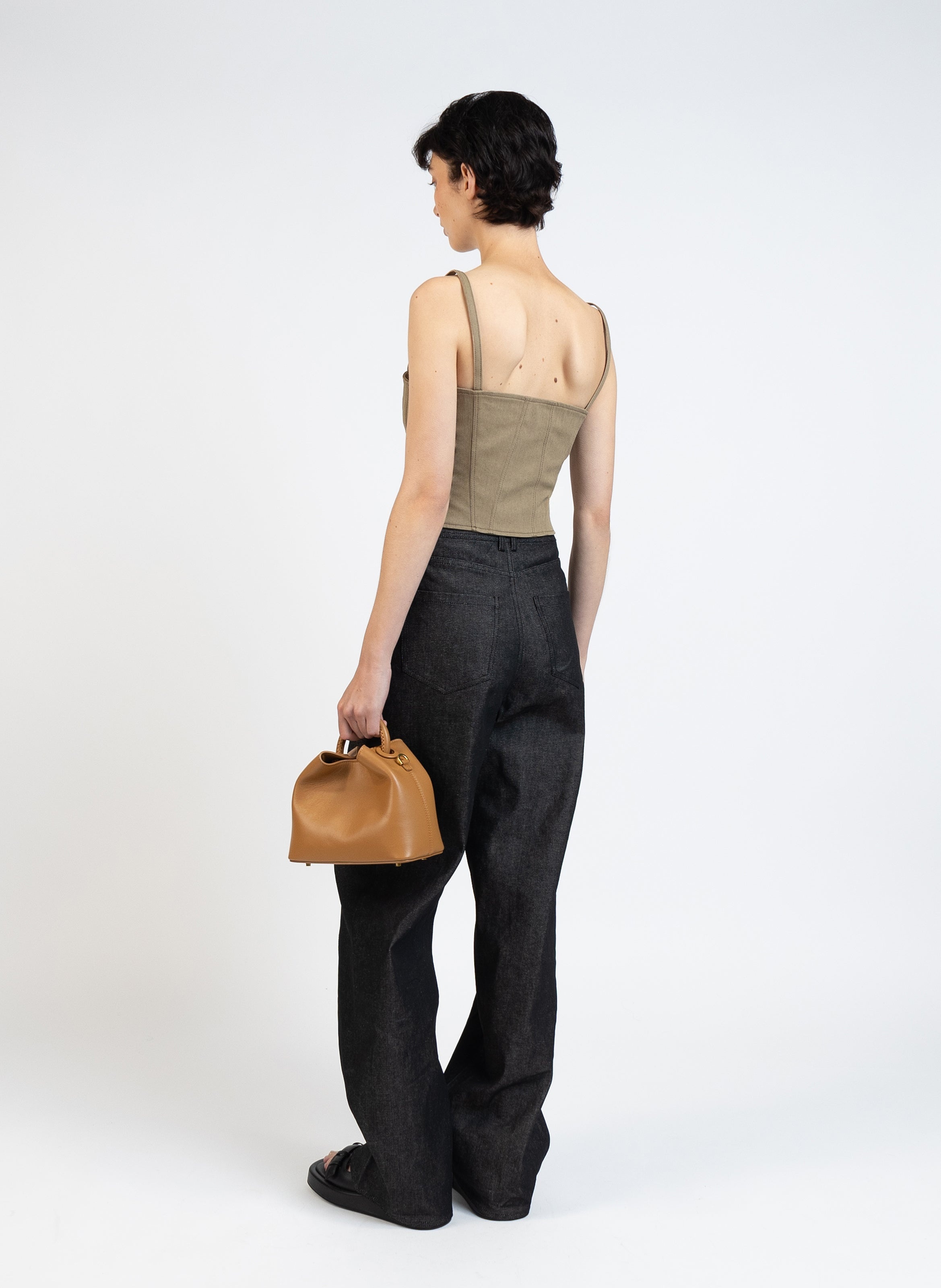 Denim Bustier Top/Khaki - 4