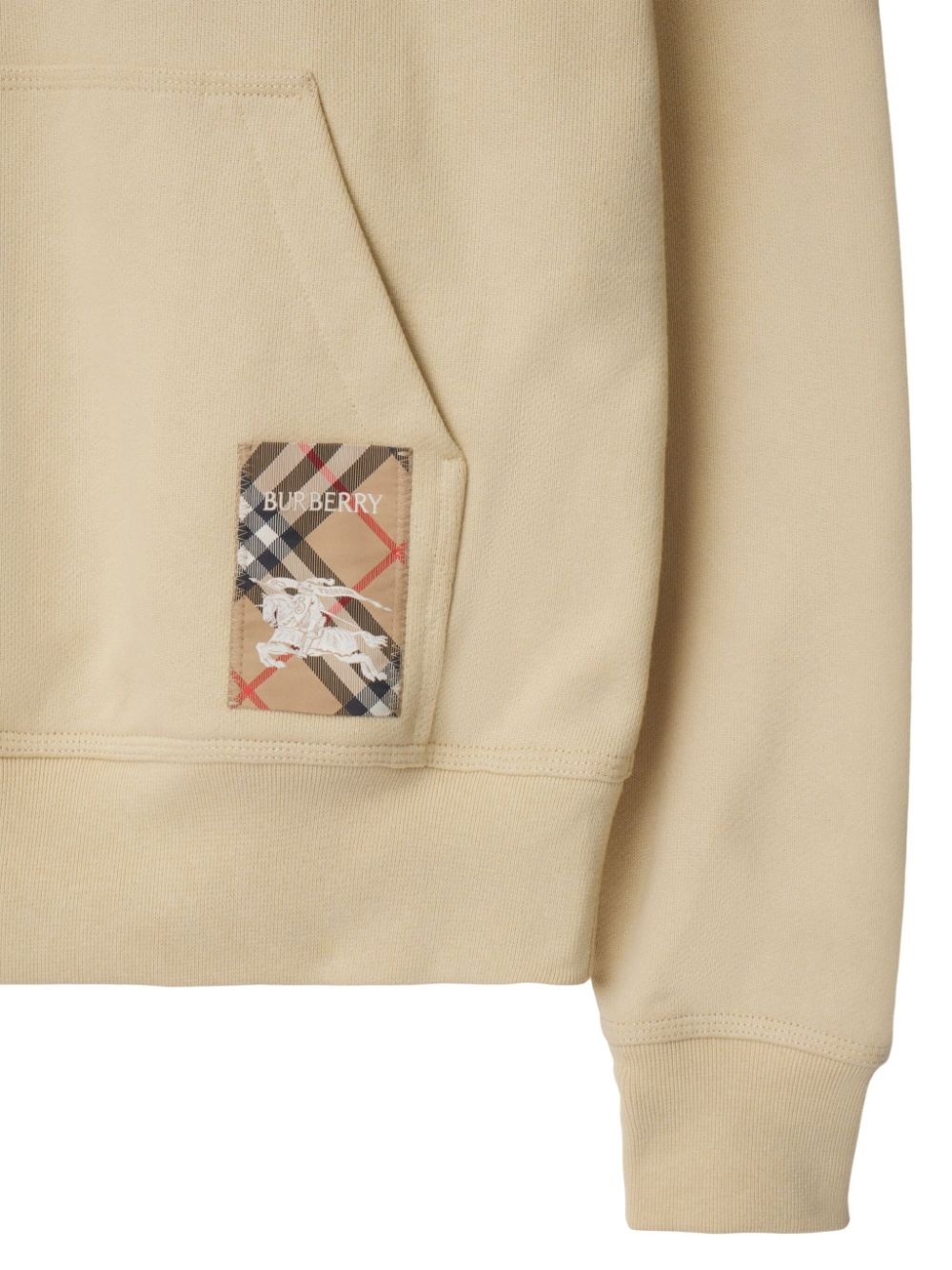 check-patch cotton hoodie - 5