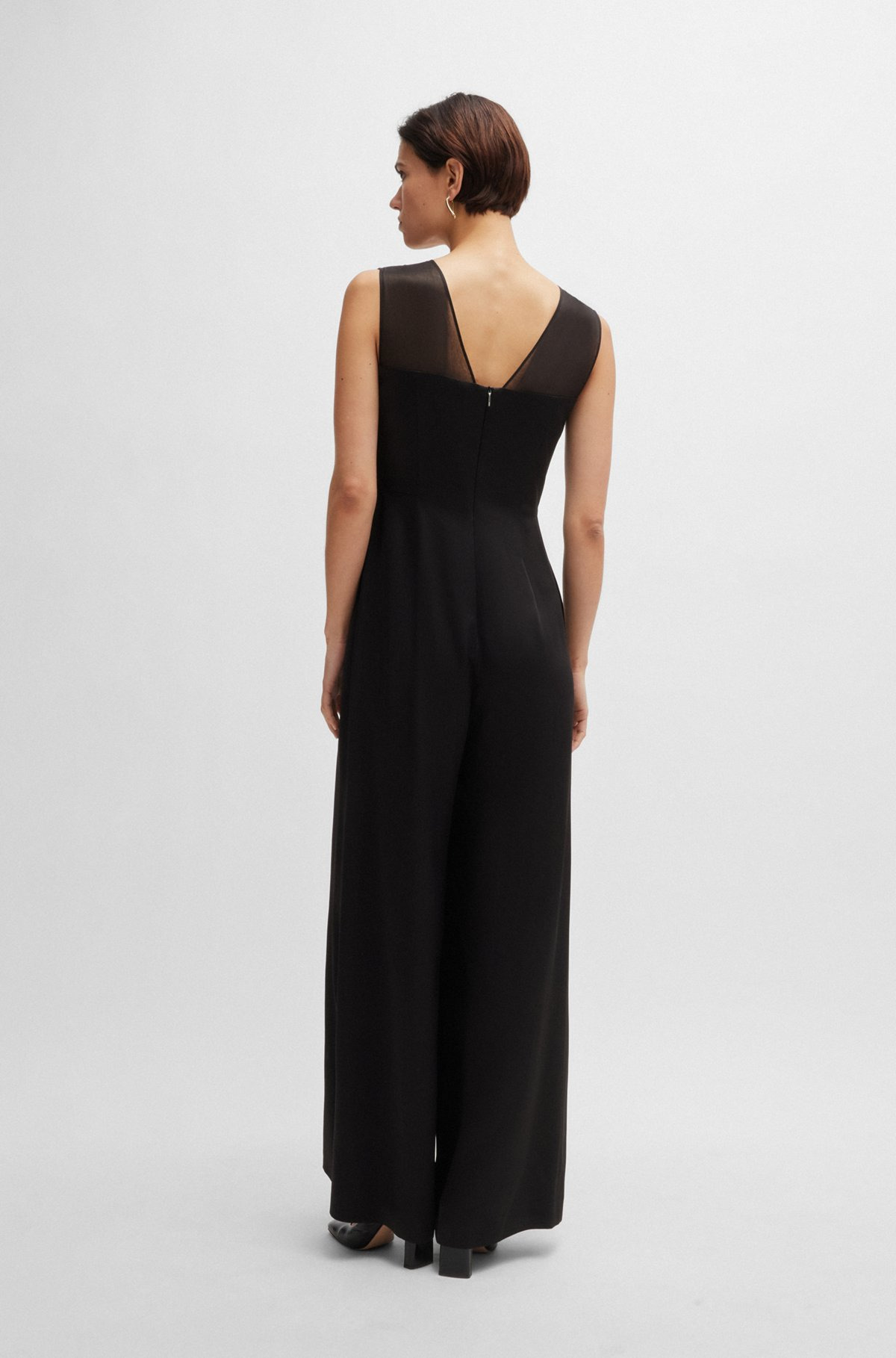 JUMPSUIT IN LUSTROUS FABRIC WITH LAYERED EFFECT - 4