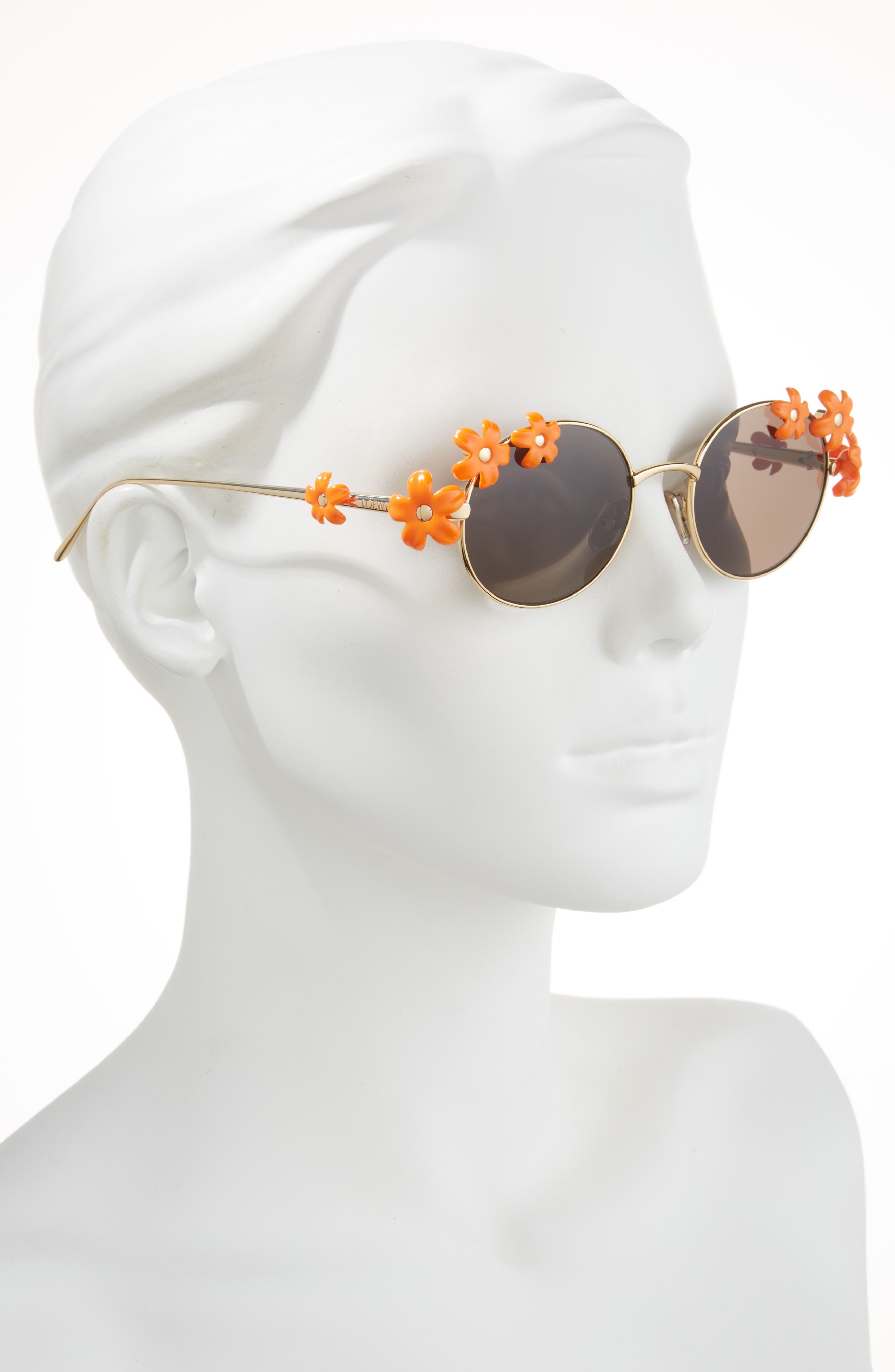Loewe Signature Oval Sunglasses in Shiny Endura Gold /Brown at Nordstrom - 3