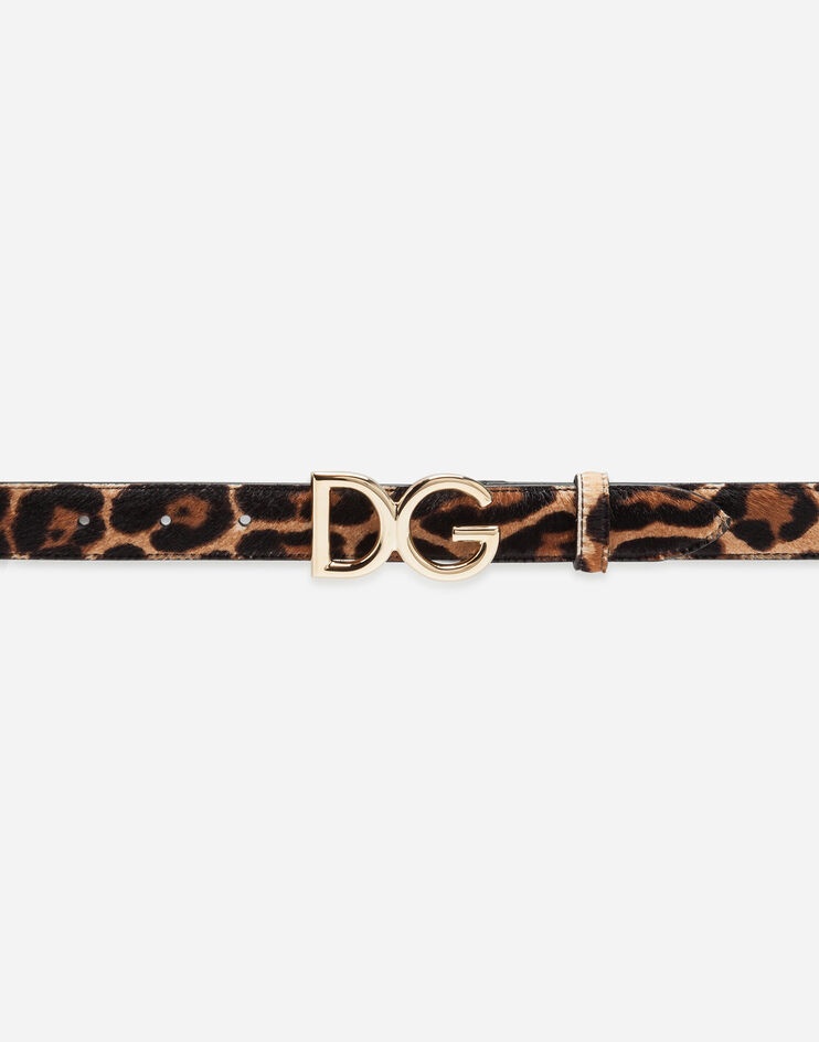 Belt in leopard print pony with logo - 3