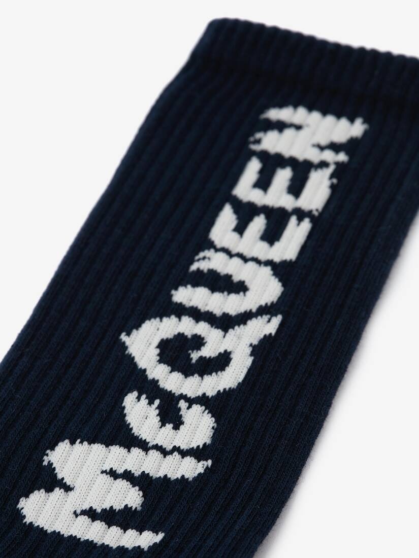 Mcqueen Graffiti Socks in Navy - 2