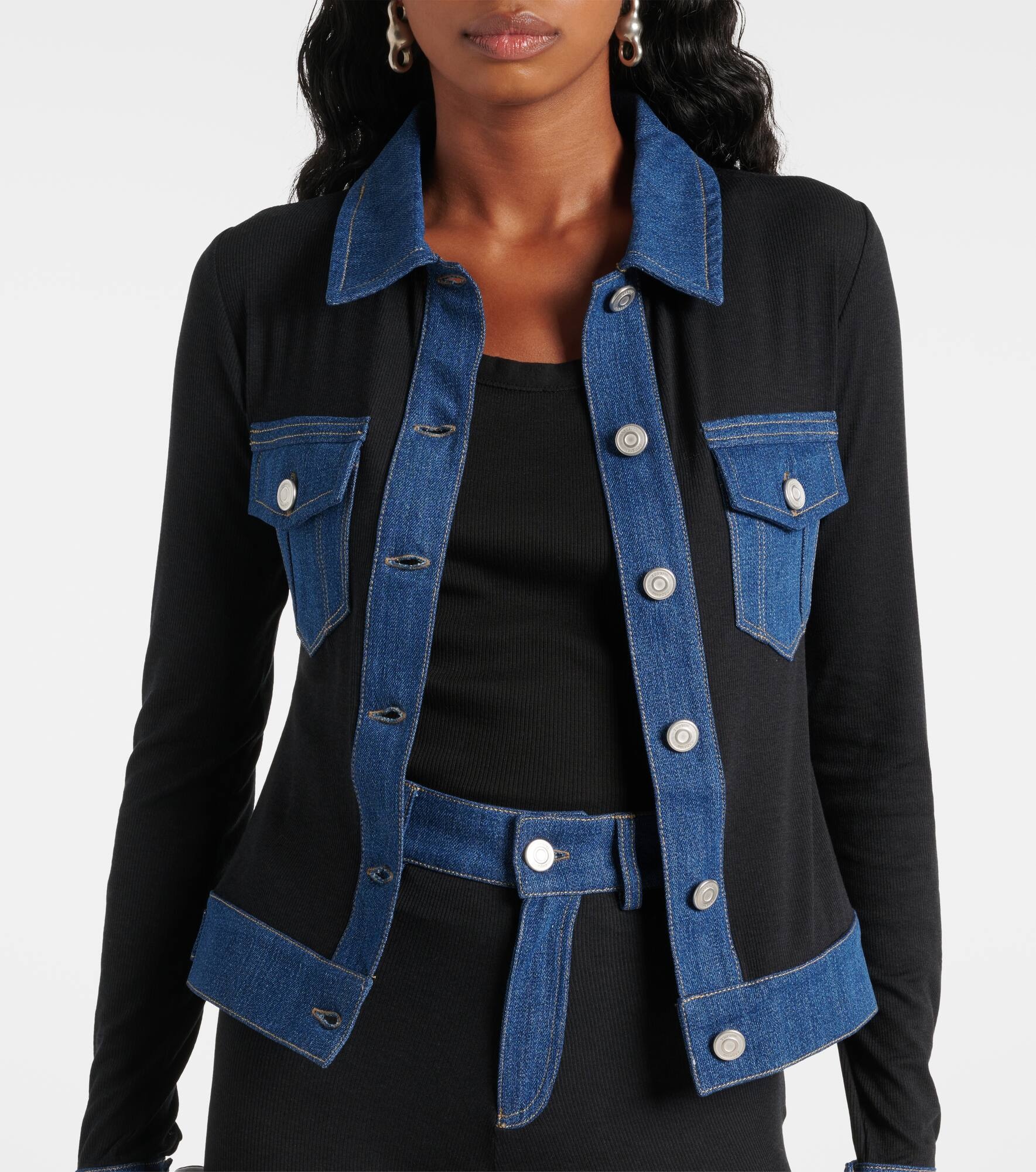 Denim-trimmed top - 7