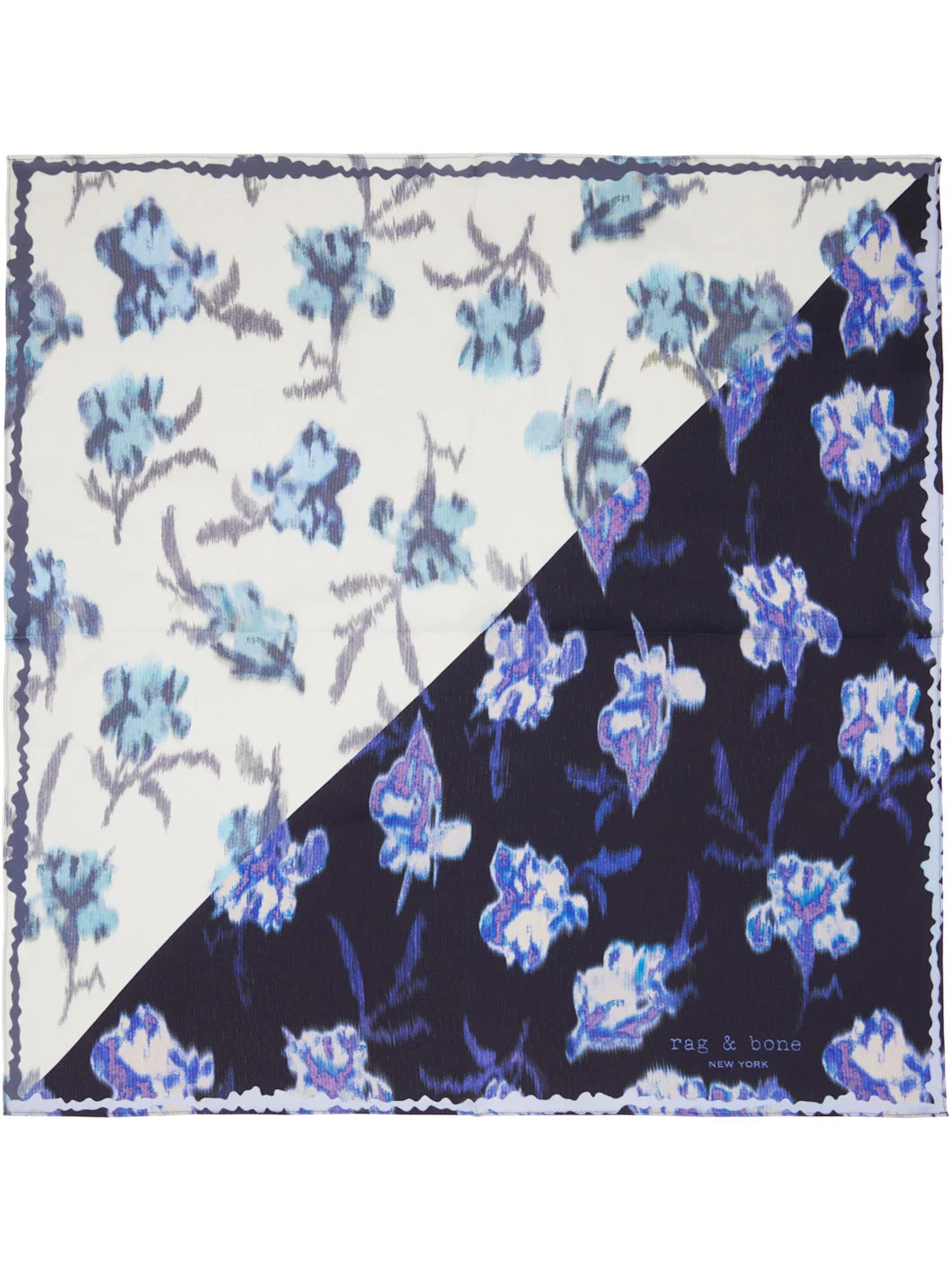 Navy Kit Floral-Print Silk Bandana Scarf - 1