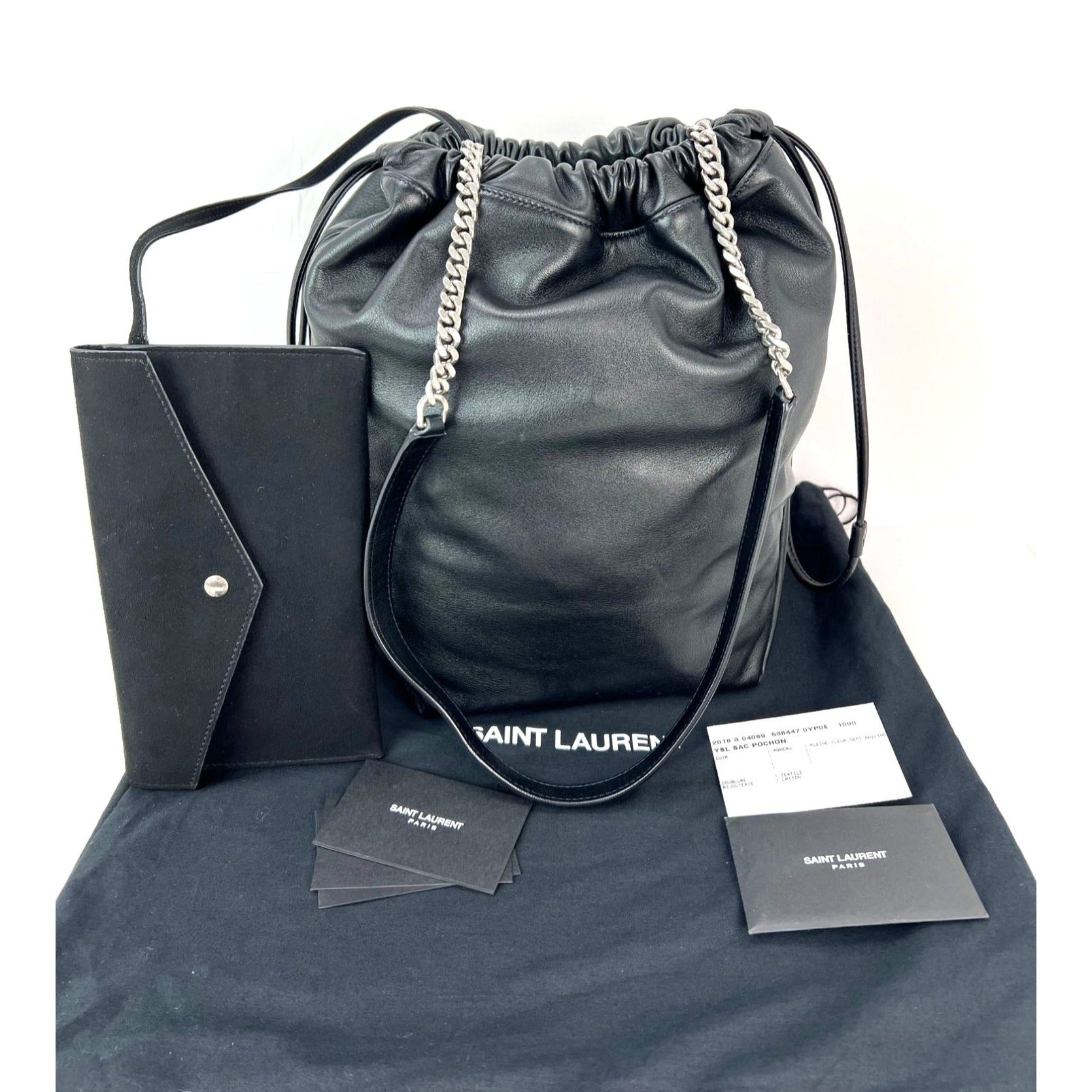 Saint Laurent Lambskin Teddy Drawstring Sac Bucket Bag - 2