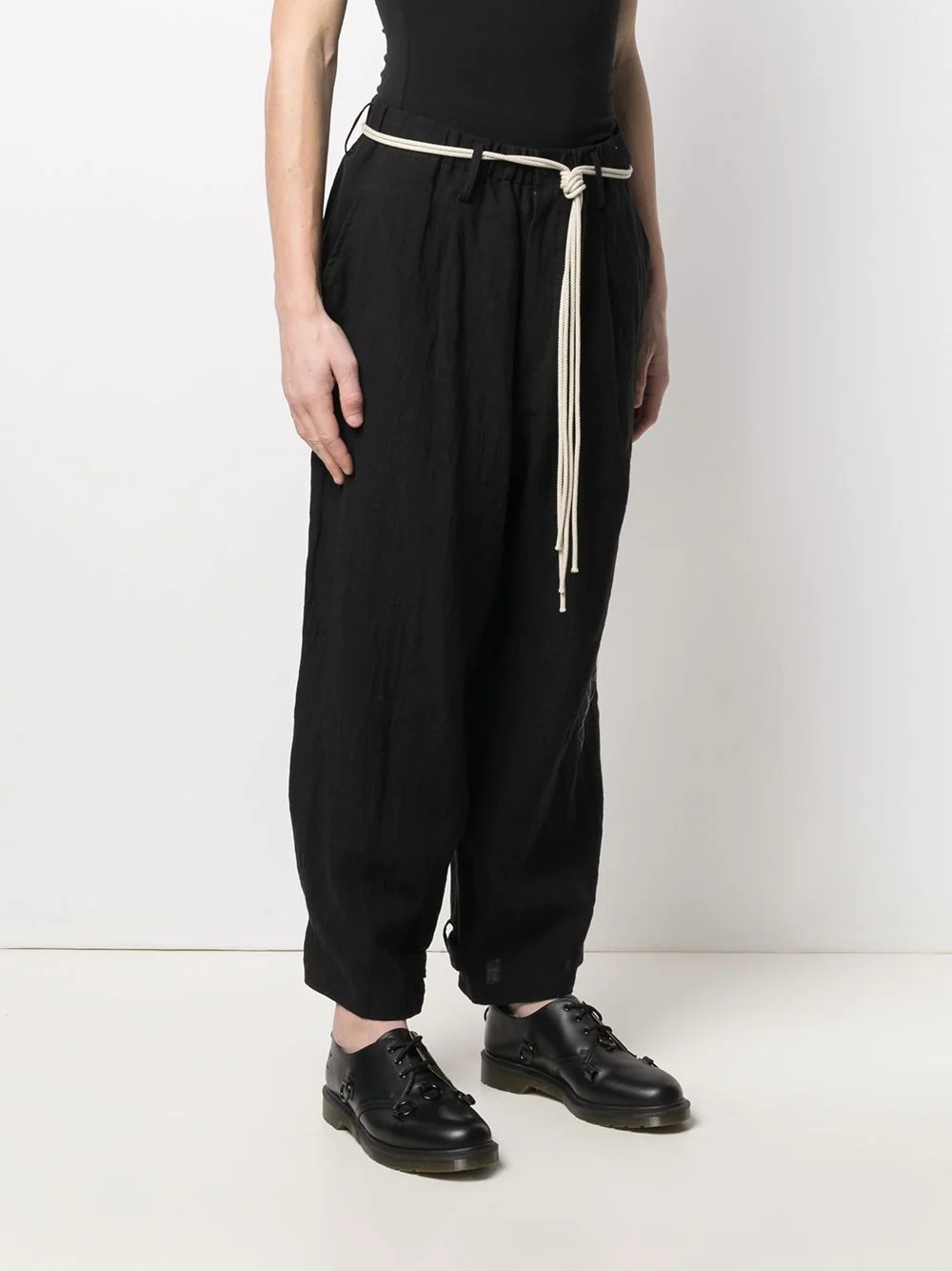 wide-leg tied-waist trousers - 3