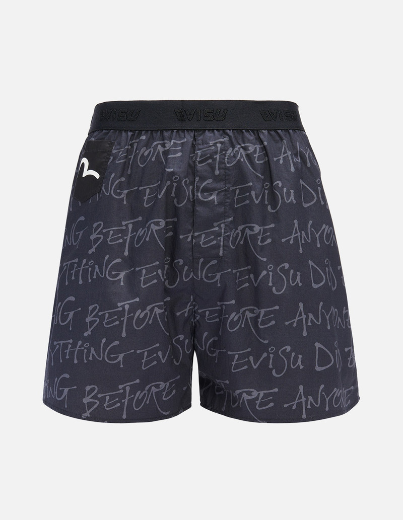 ALLOVER SLOGAN AND DAICOCK PRINT BOXER SHORTS 1