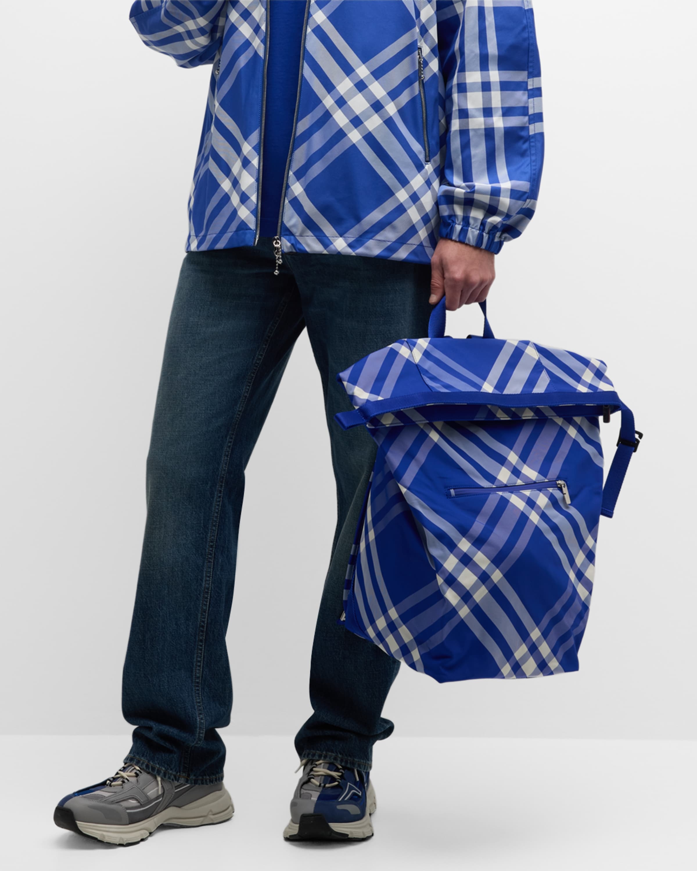Men's Check Roll-Top Backpack - 2