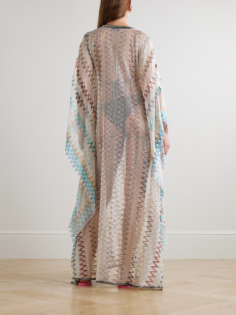 Sequined Striped Embroidered Open-knit Coverup 3