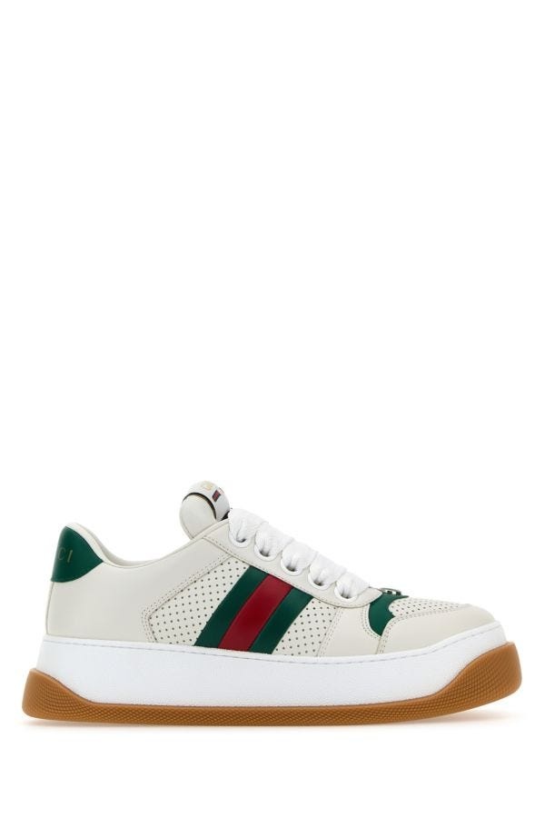 Gucci Woman White Leather Screener Sneakers - 1
